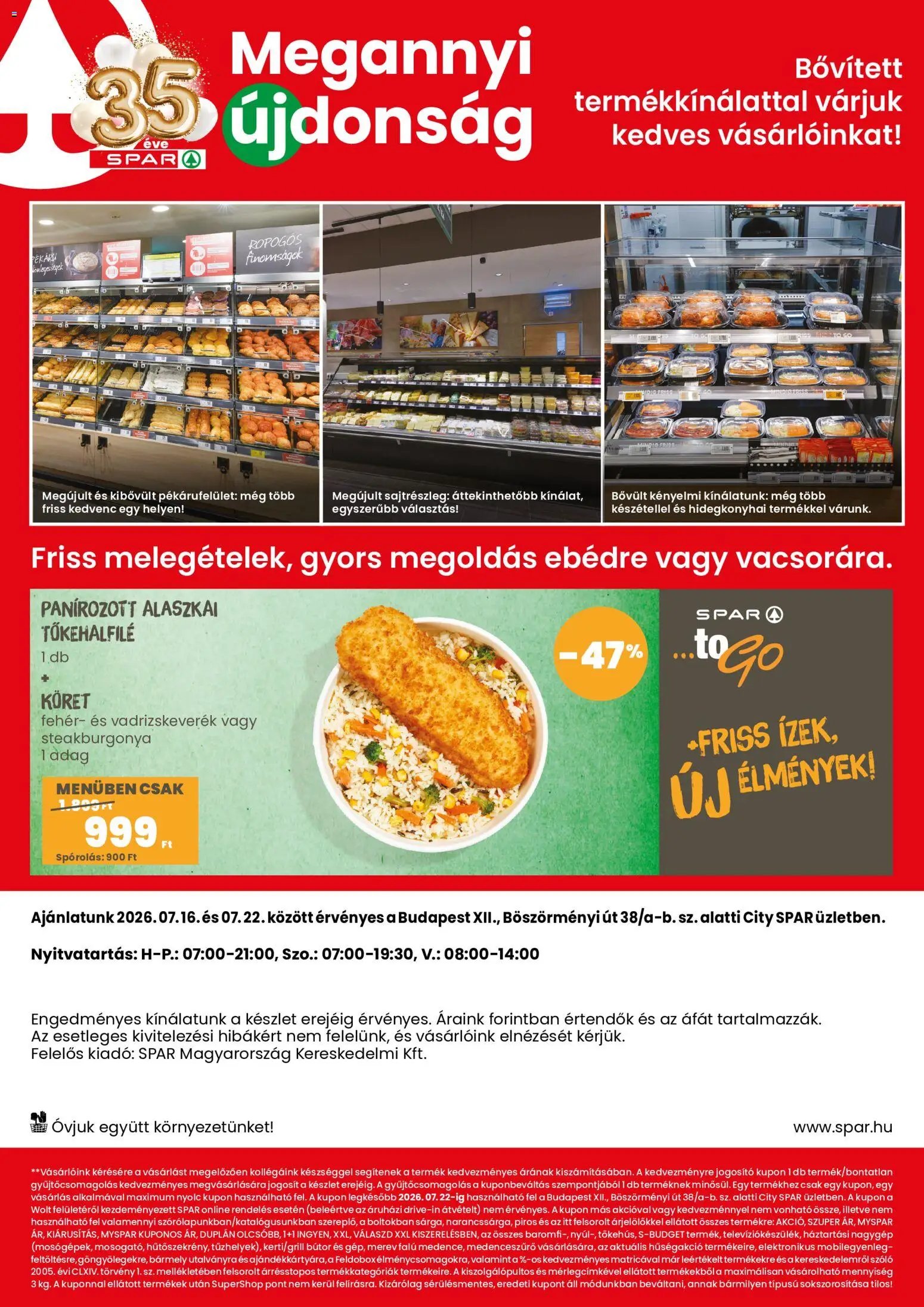Spar újság 2026.07.16. Spar City Bp. XIII. Böszörményi út szórólap