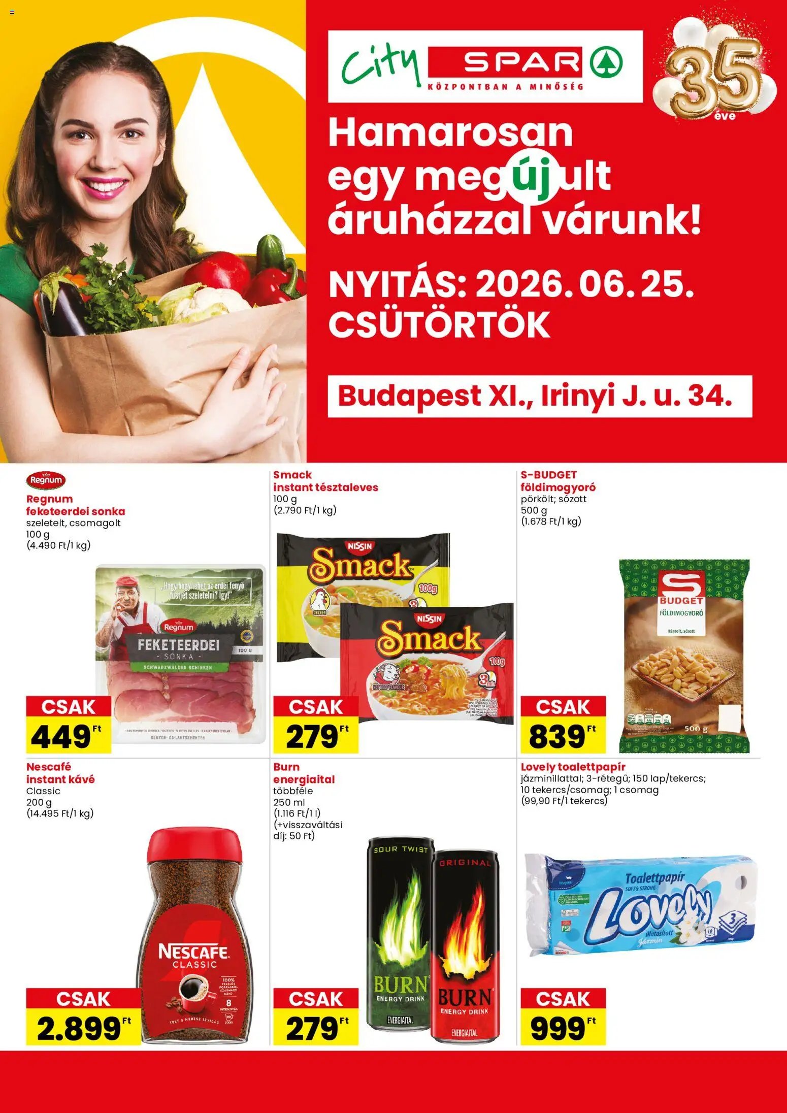 Spar újság 2026.06.25. Spar City Bp. Irinyi J. u. üzlet megújulás