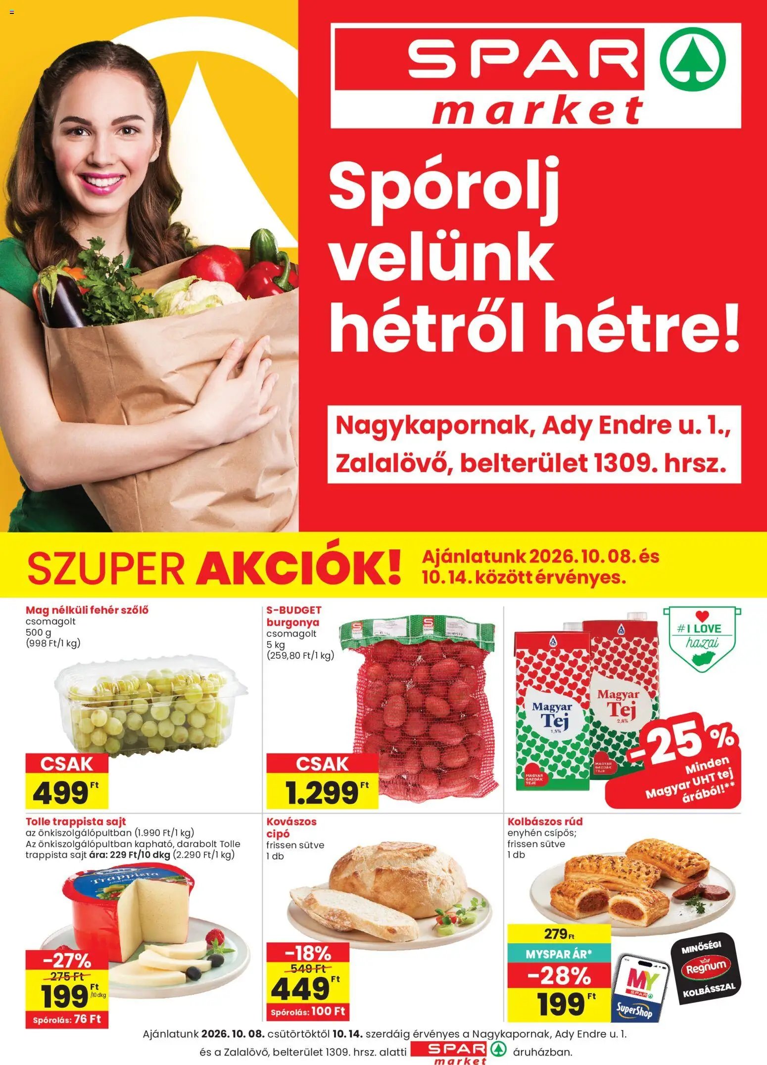 Spar Market újság 2026.10.08. Spar Market Nagykapornak, Zalalovő szórólap