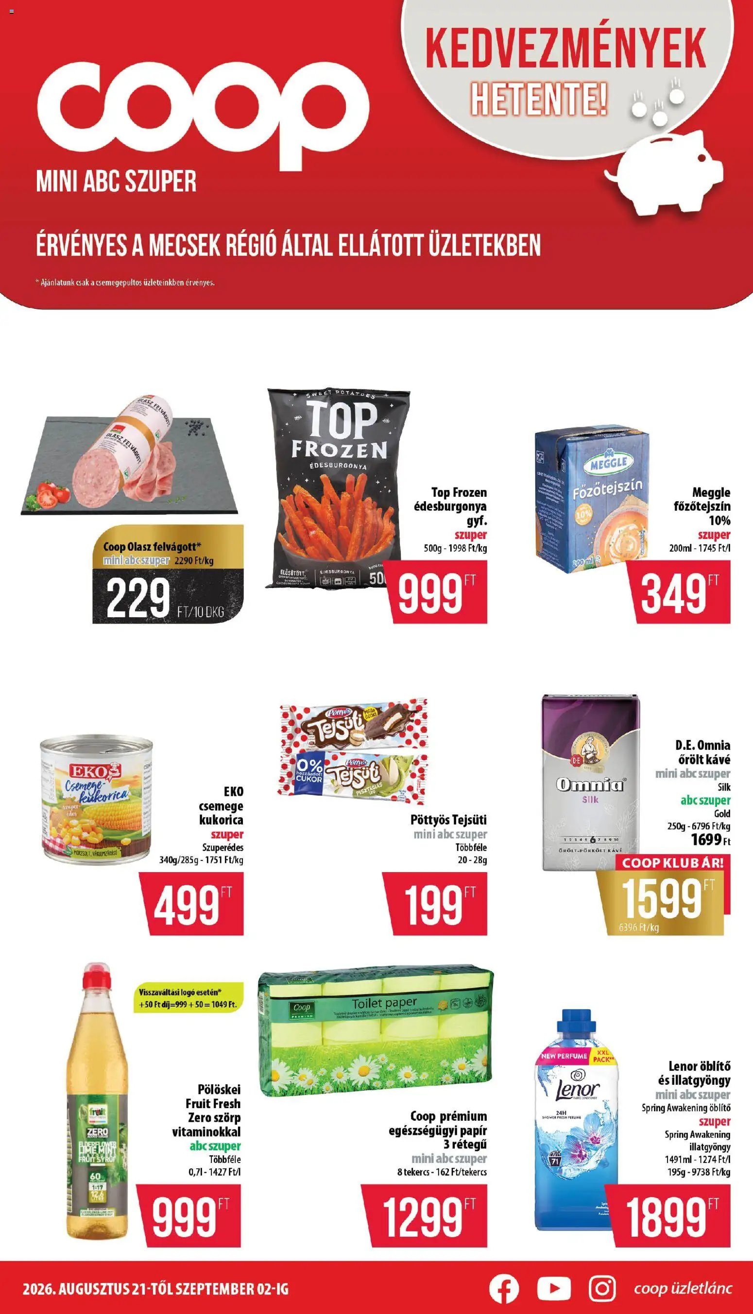 COOP újság 2026.08.21. COOP - Mini & Abc & Szuper / Mecsek