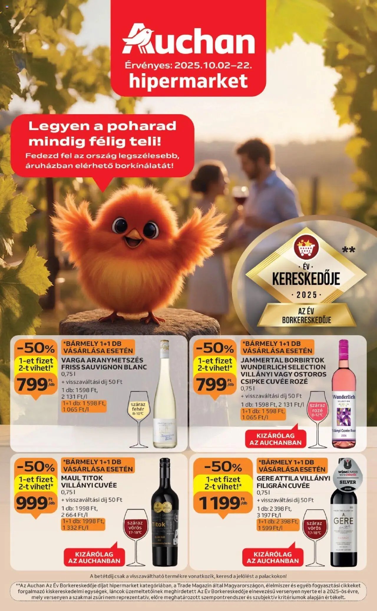 Auchan újság 2025.10.02. Bor ajánlataink (2025-10-02 - 2025-10-22)