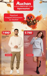 Auchan újság 2025.10.30. Őszi ruházati termékajánlataink hipermarketekben (2025-10-30 - 2025-11-26)