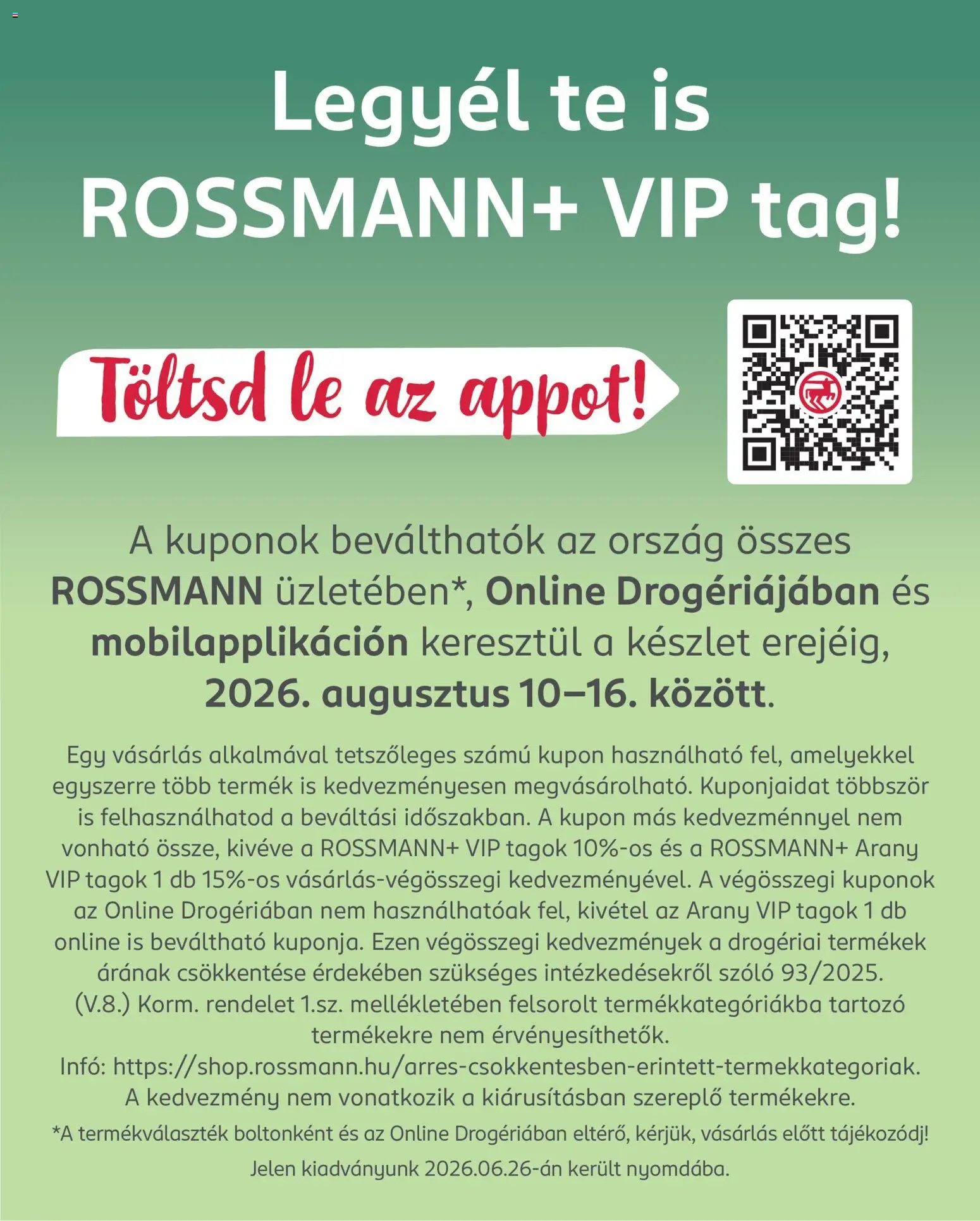 Rossmann újság 2026.08.10. Rossmann Kupon Napok
