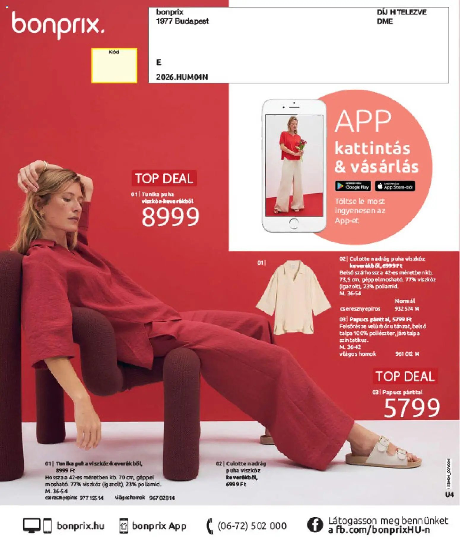 Bonprix újság 2026.03.30. Bonprix katalógus - Csupa Piros (2026-03-30 - 2026-04-27)