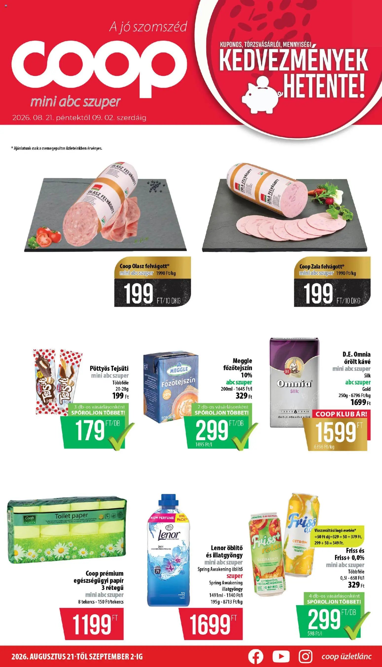 COOP újság 2026.08.21. COOP - Mini & Abc & Szuper / Nyírzem
