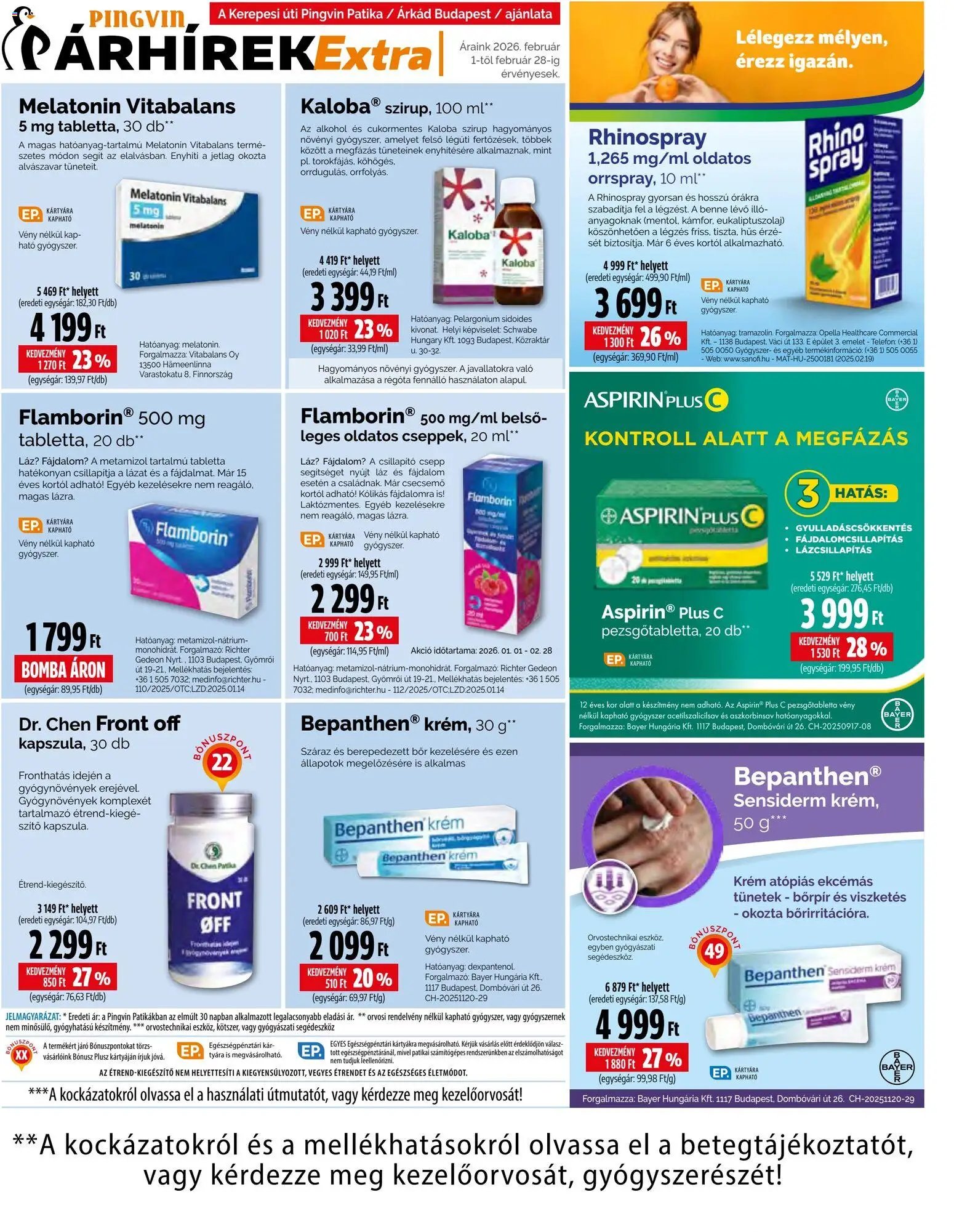 Pingvin Patika újság 2026.02.01. Pingvin Árhírek Extra (2026-02-01 - 2026-02-28)