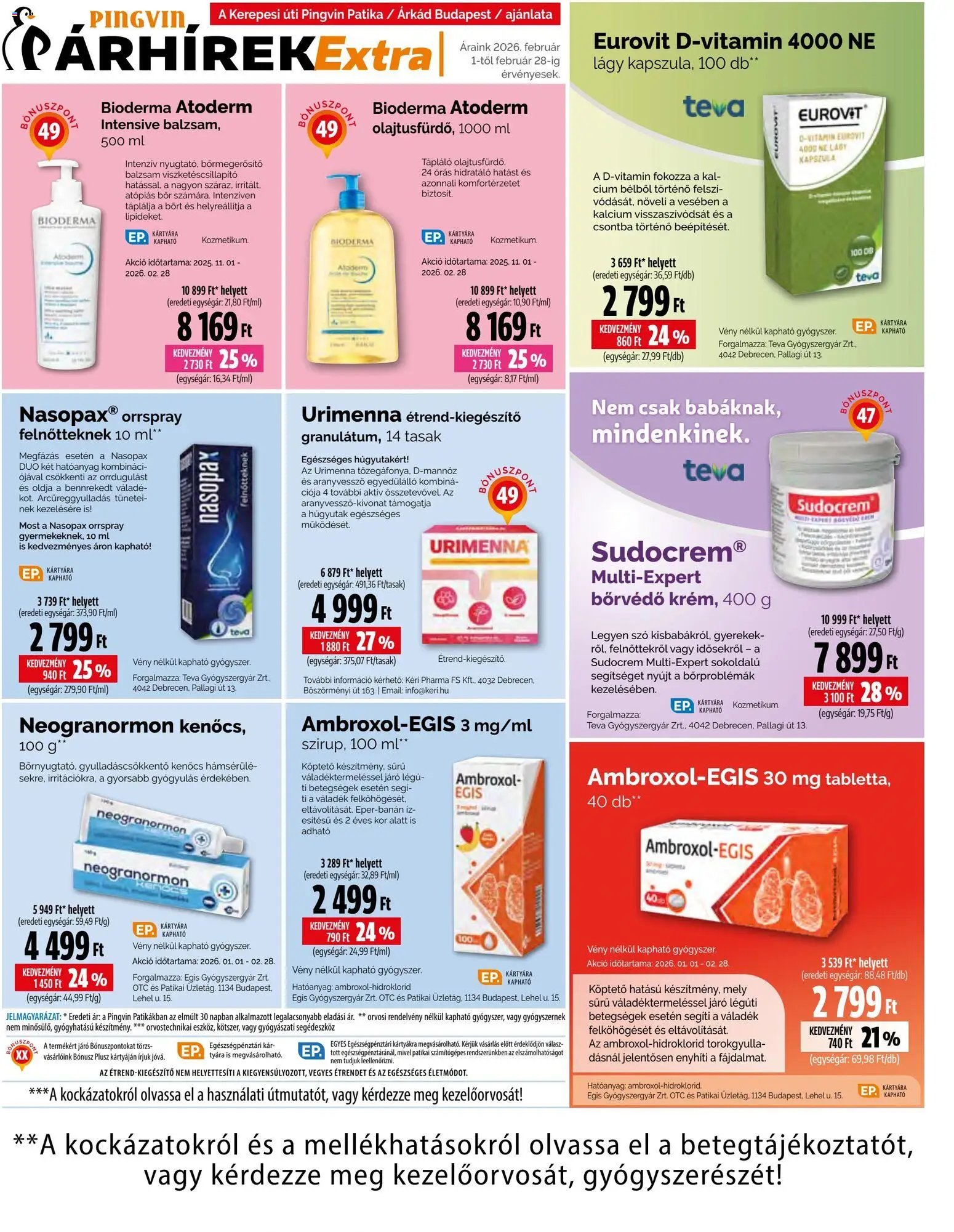 Pingvin Patika újság 2026.02.01. Pingvin Árhírek Extra (2026-02-01 - 2026-02-28)