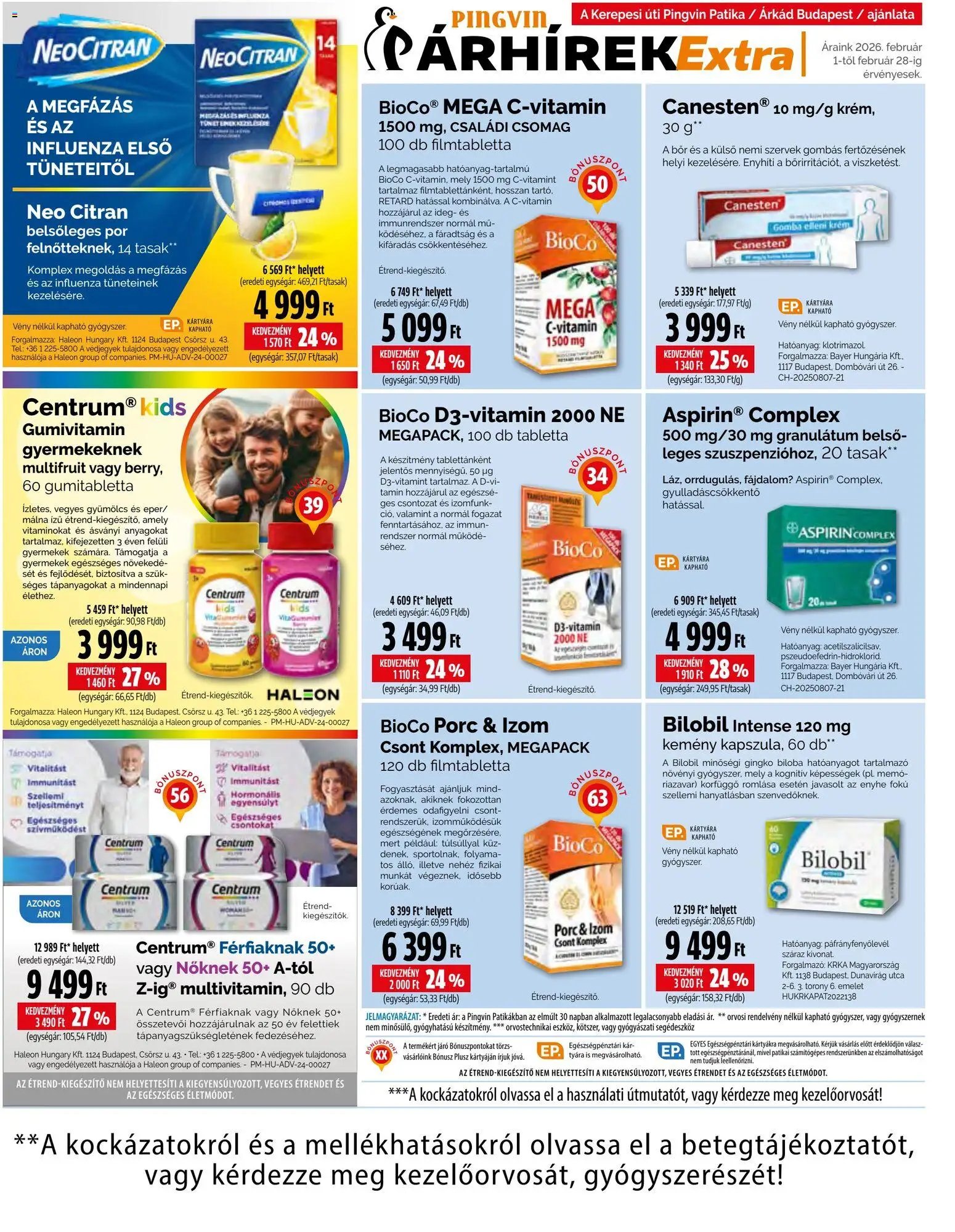 Pingvin Patika újság 2026.02.01. Pingvin Árhírek Extra (2026-02-01 - 2026-02-28)