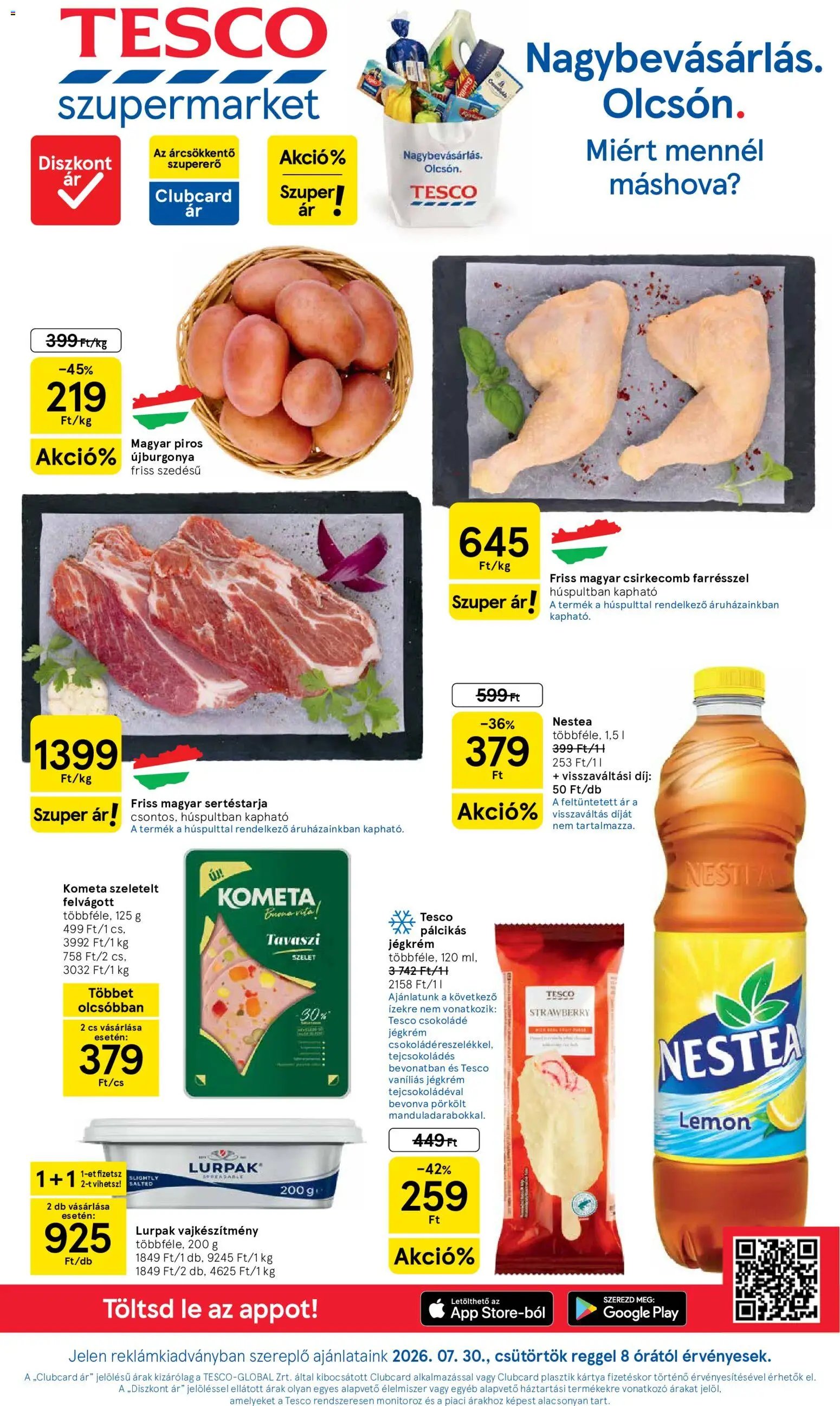 Tesco újság 2026.07.30. Tesco Szupermarket akciós újság
