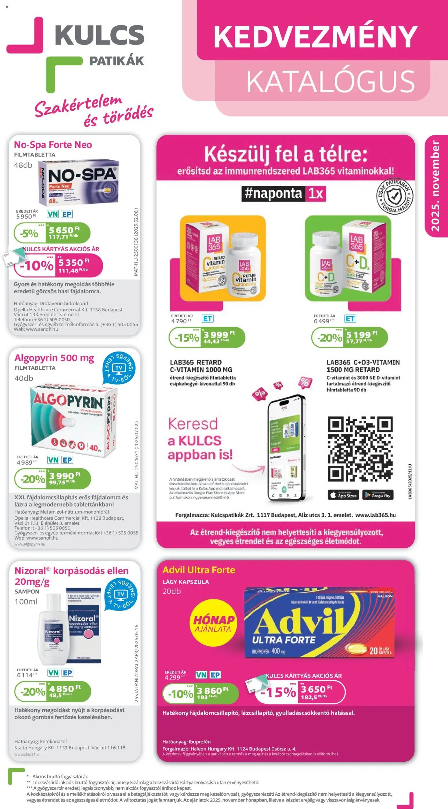 Kulcs Patika újság 2025.11.01. Akciós újság Kulcs Patika (2025-11-01 - 2025-11-30)