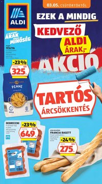 Aldi újság 2026.05.03. Aldi Tartós árcsökkentés flyer (2026-05-03)