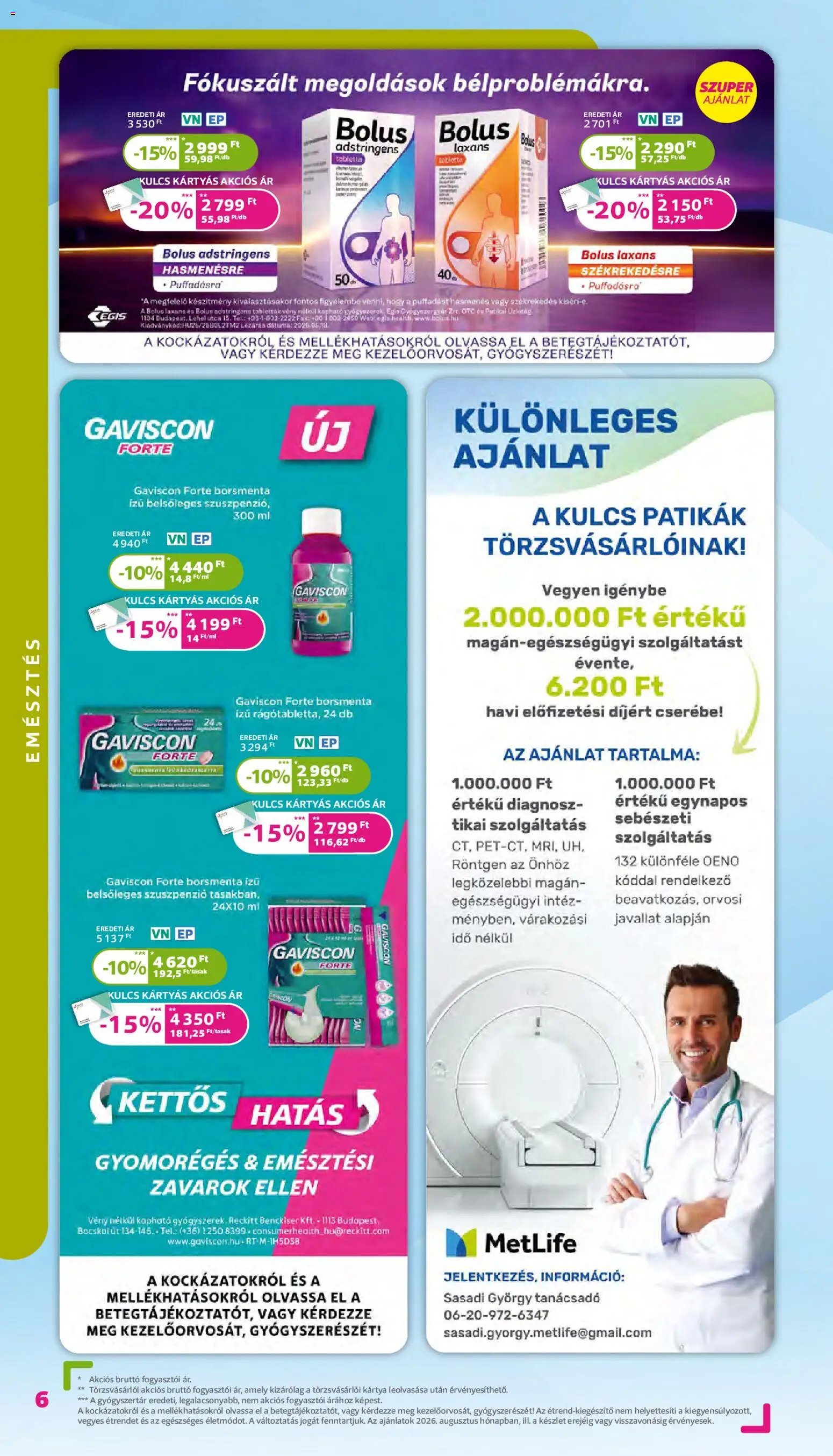 Kulcs Patika újság 2026.08.01. Kulcs Patika akciós újság