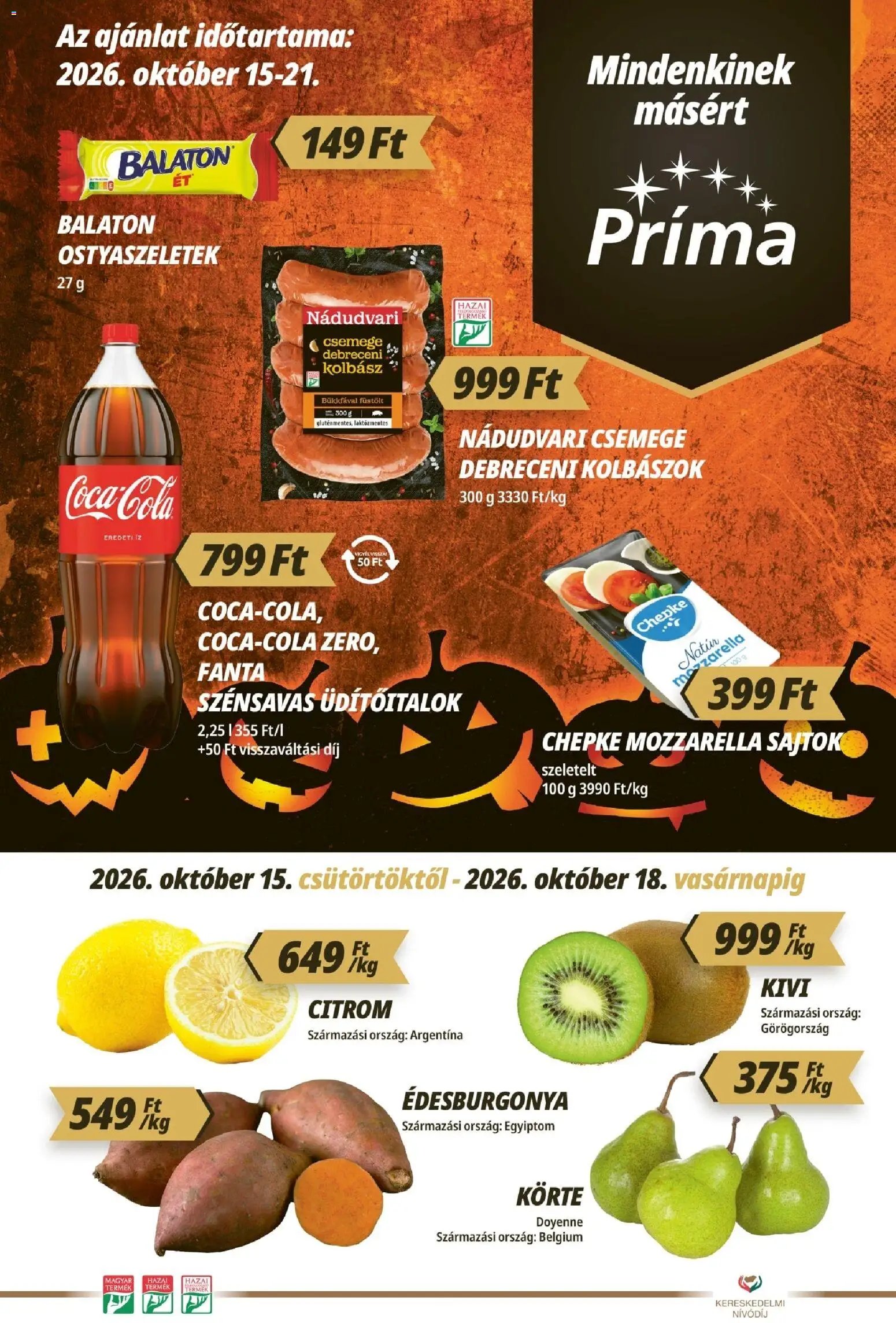 CBA Príma akciós ujság 2026.10.15. 🎃 HALLOWEEN 🧡