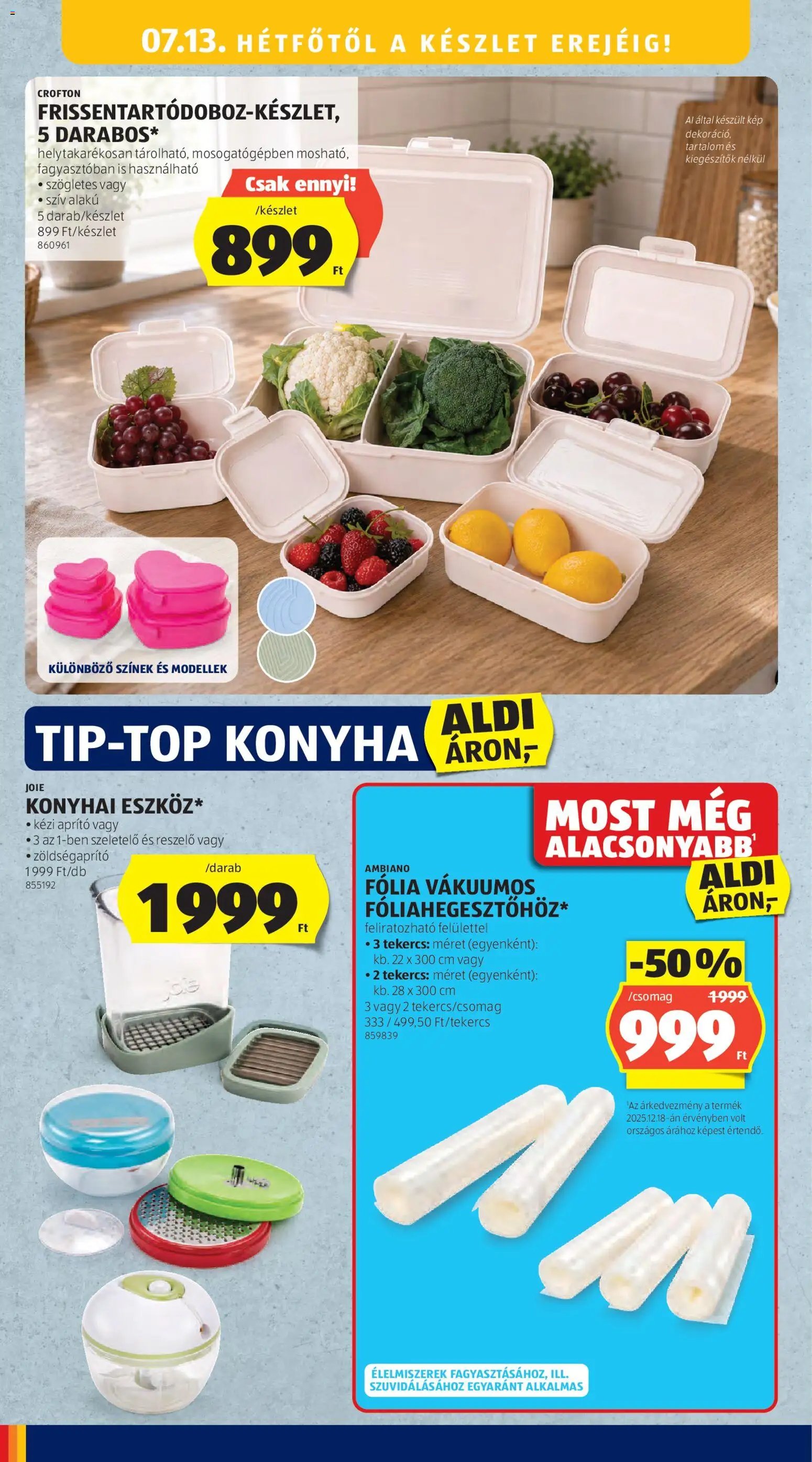 Aldi újság 2026.07.09. Aldi Középső sor termékei