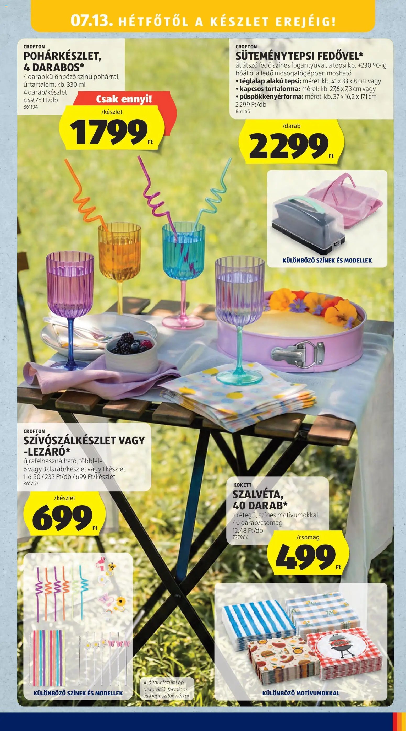 Aldi újság 2026.07.09. Aldi Középső sor termékei