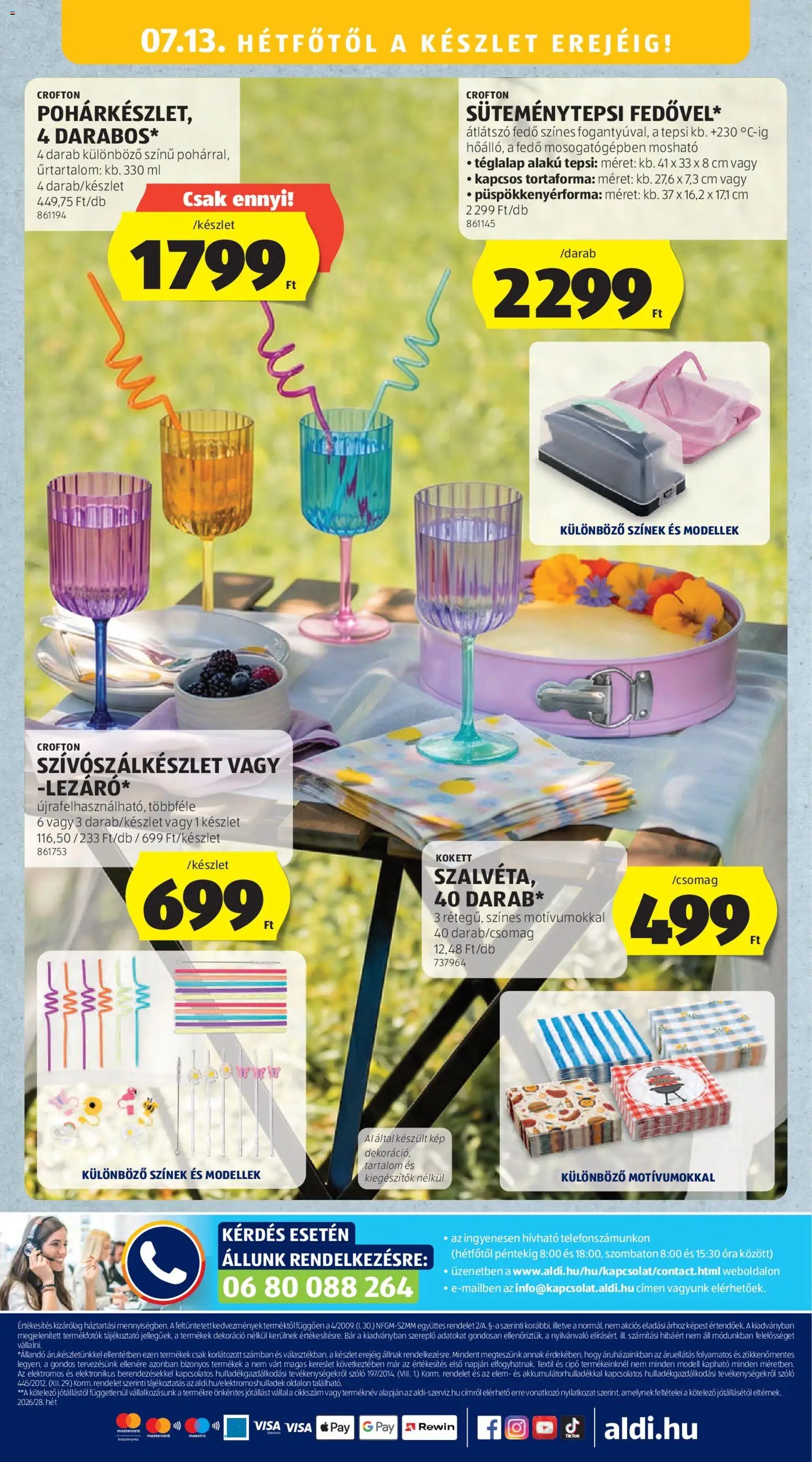 Aldi újság 2026.07.09. Aldi Középső sor termékei