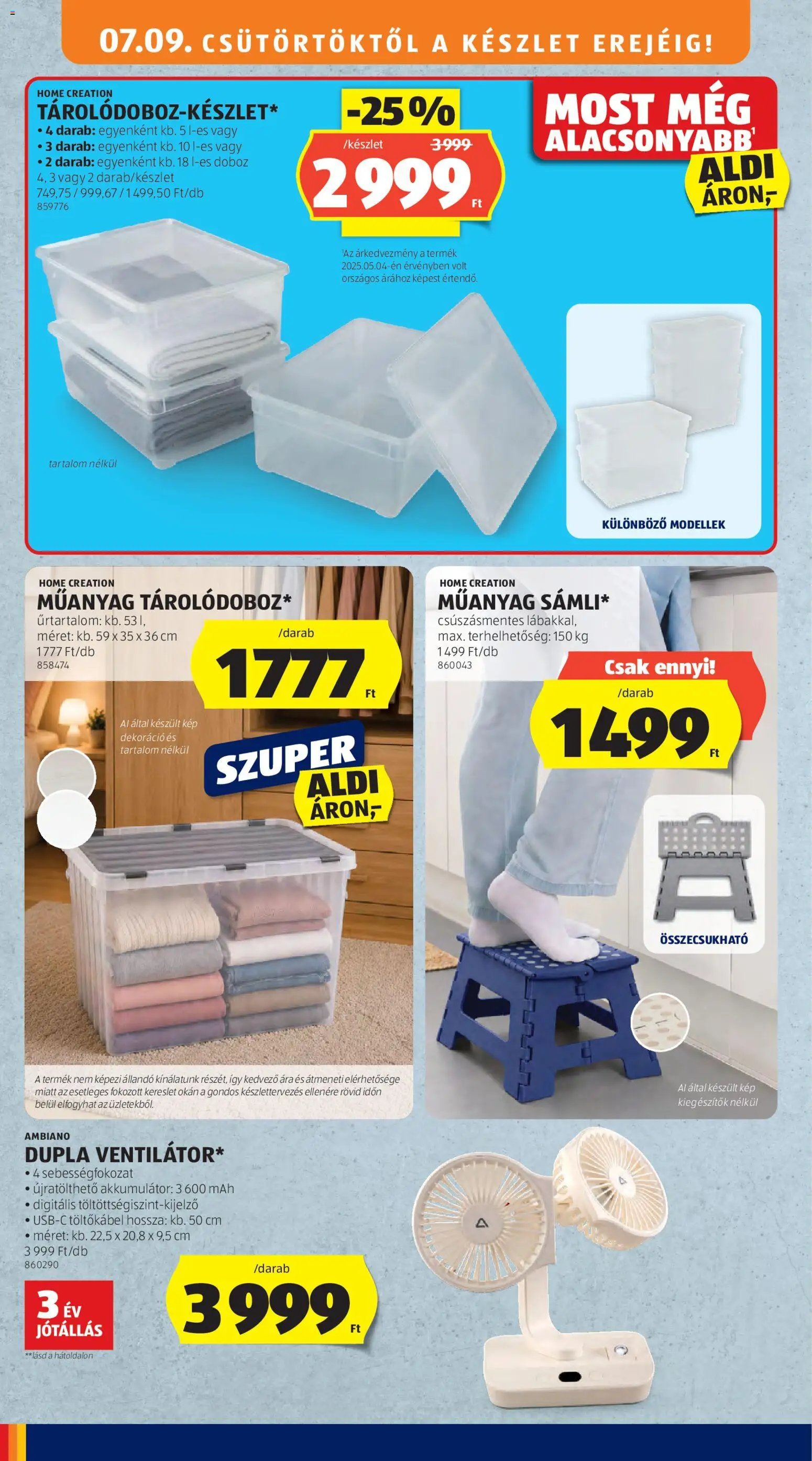 Aldi újság 2026.07.09. Aldi Középső sor termékei