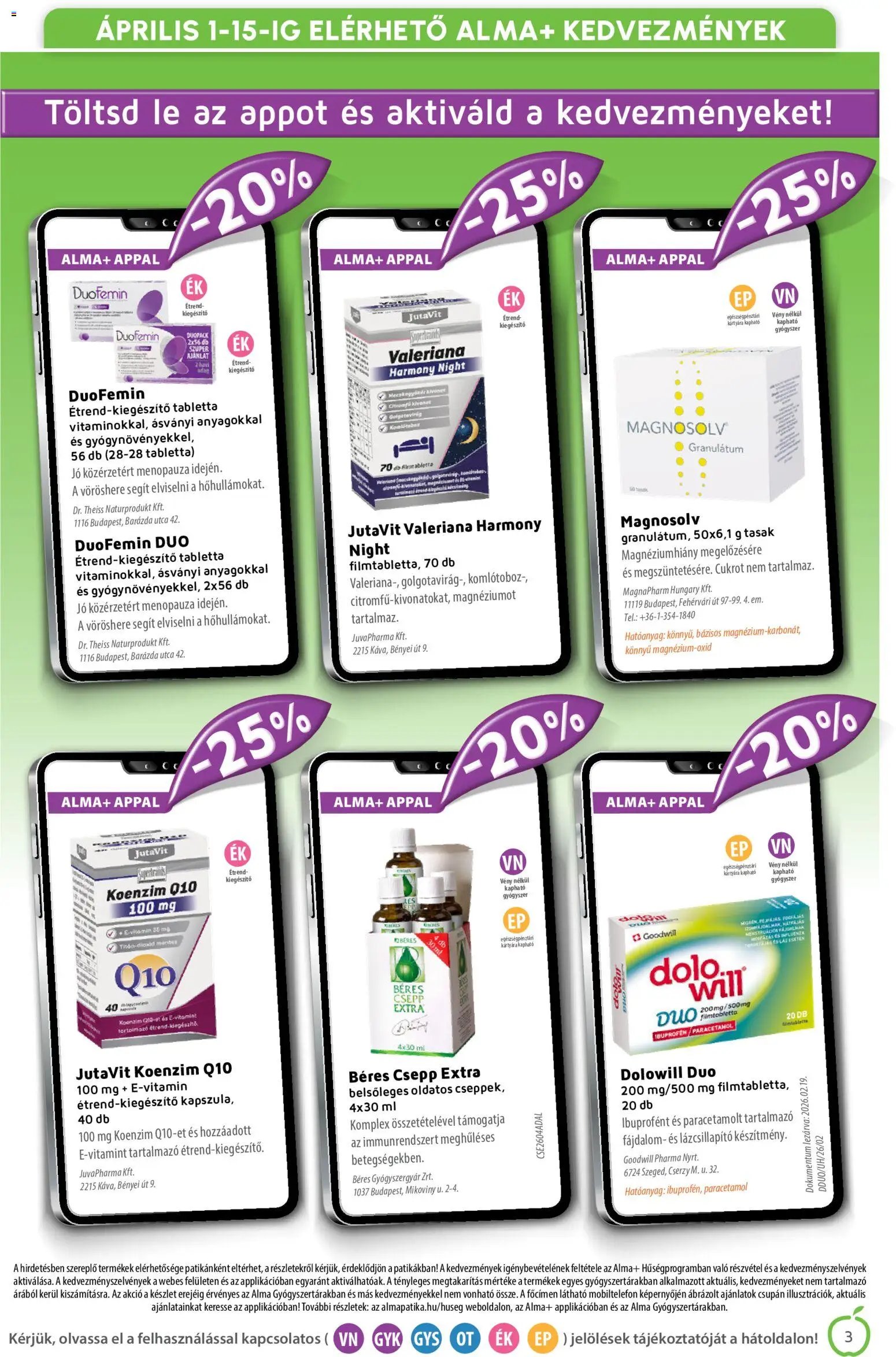 Alma Gyógyszertárak újság 2026.04.01. Alma Gyógyszertárak akciós újság (2026-04-01 - 2026-04-30)