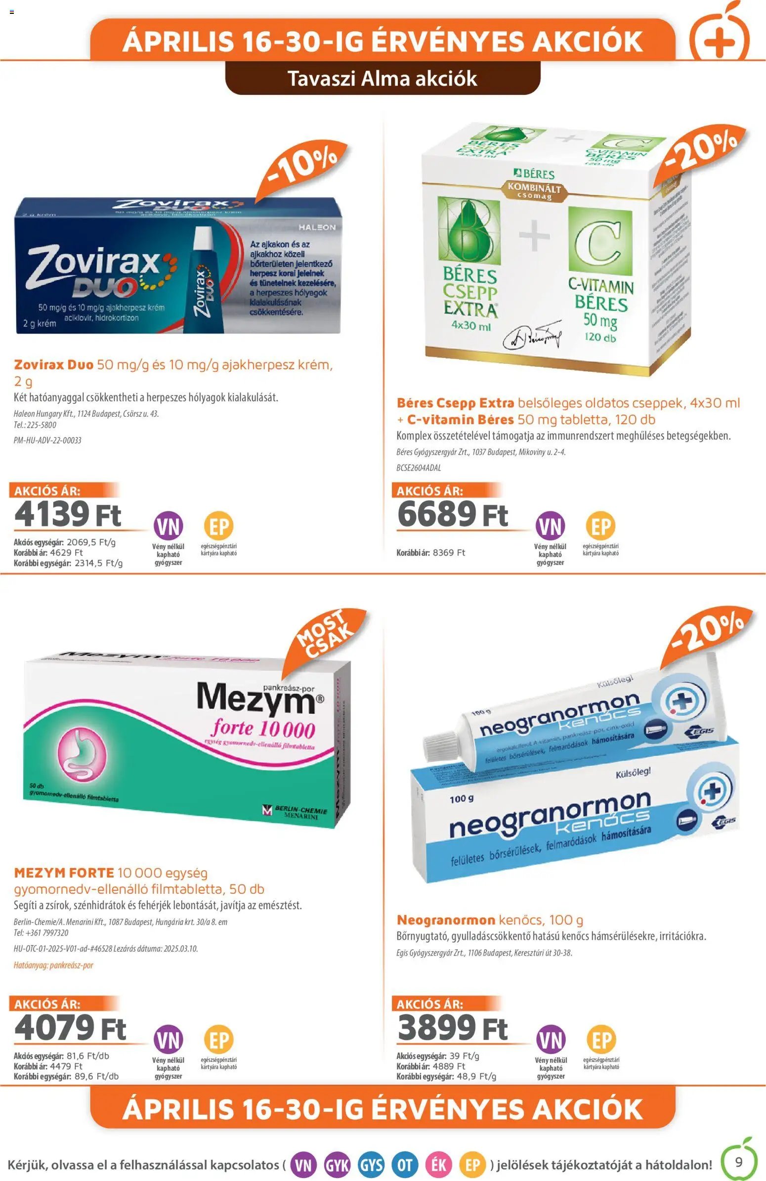 Alma Gyógyszertárak újság 2026.04.01. Alma Gyógyszertárak akciós újság (2026-04-01 - 2026-04-30)