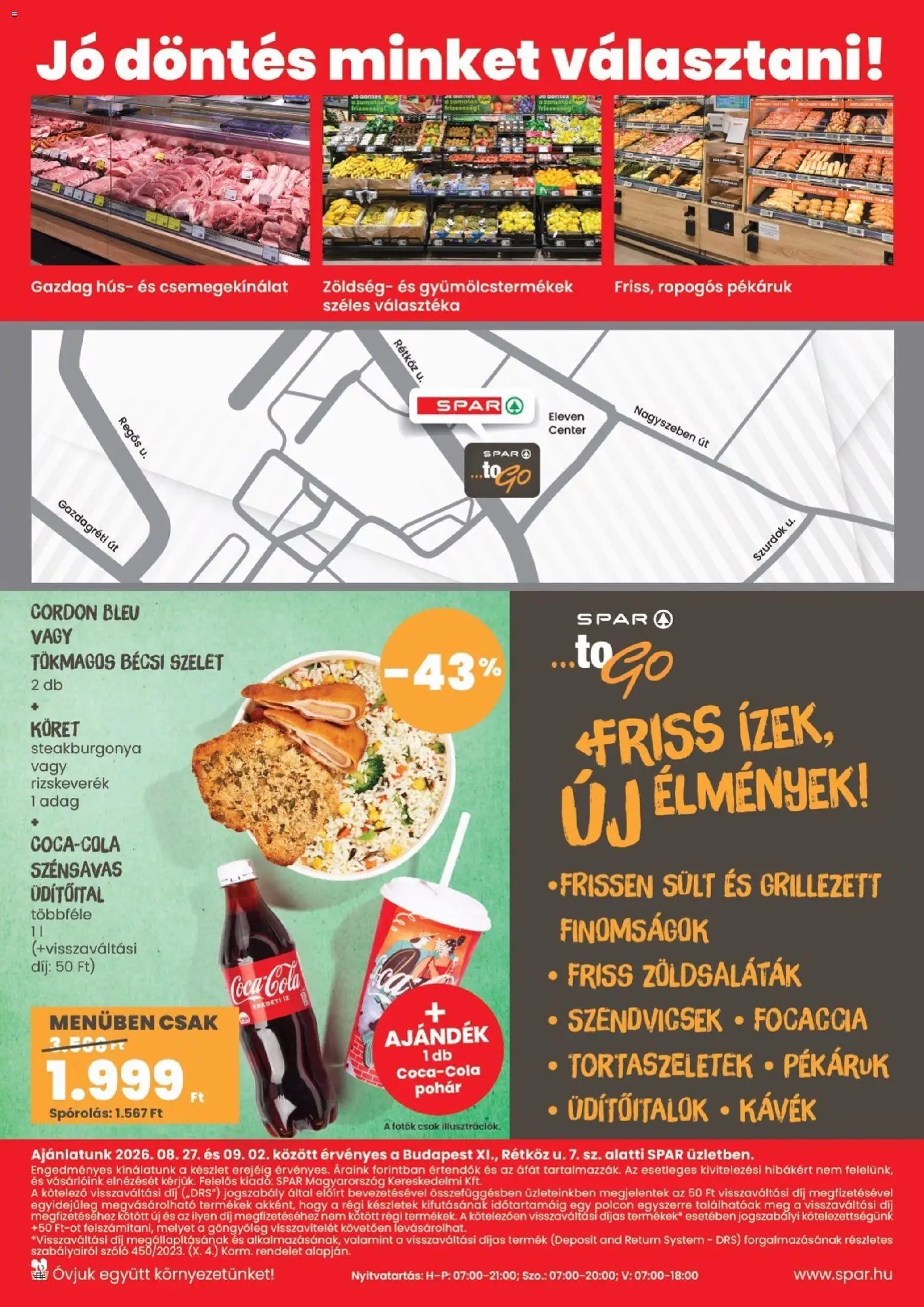 Spar újság 2026.08.27. Spar Bp XI Rétköz utca üzlet újranyitás