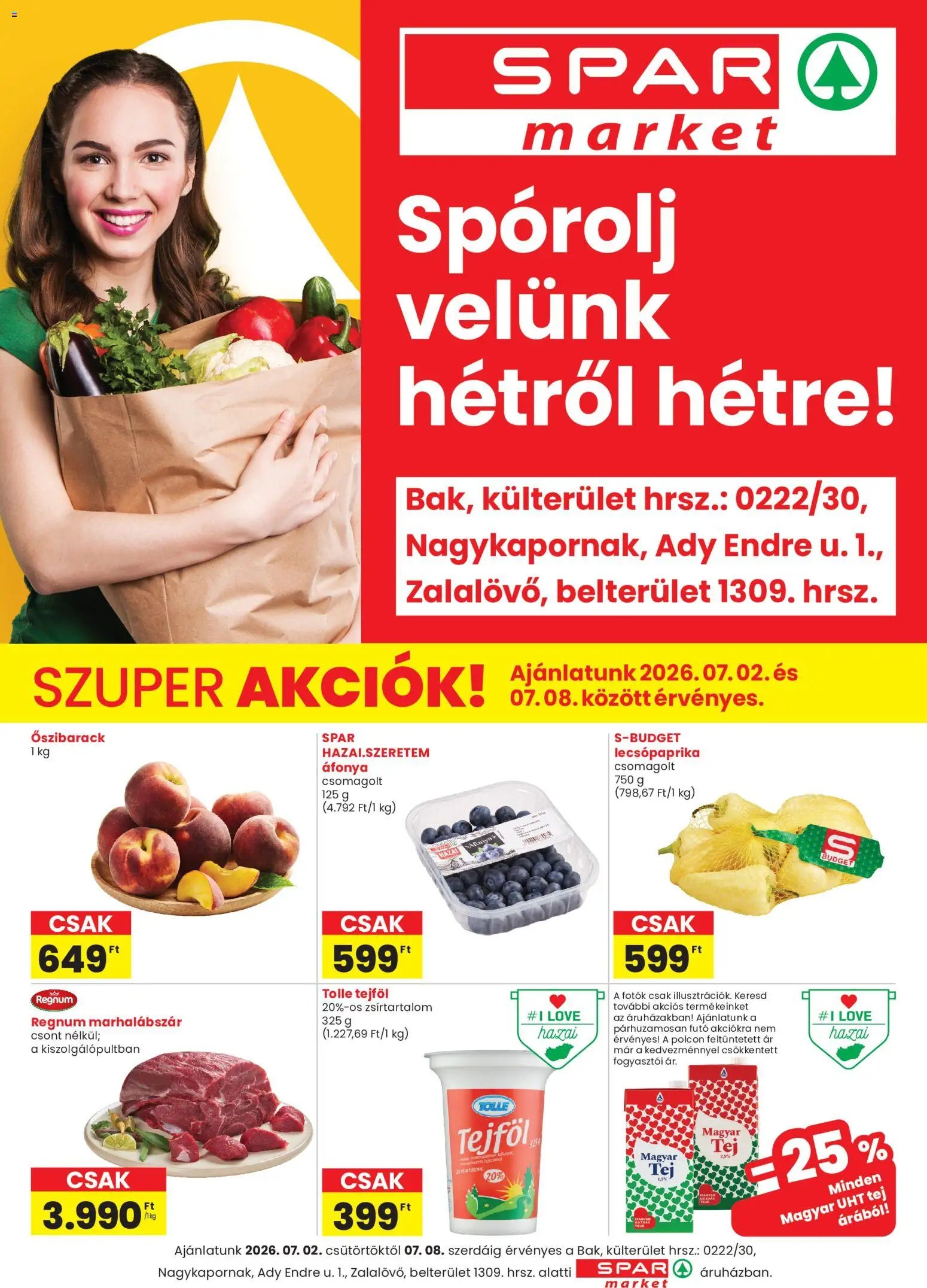 Spar Market újság 2026.07.02. Spar Market Bak, Nagykapornak, Zalalövő szórólap