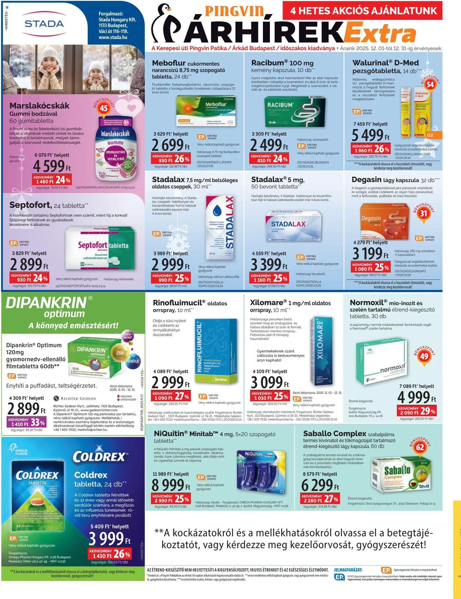 Pingvin Patika újság 2025.12.01. Pingvin Árhírek Extra (2025-12-01 - 2025-12-31)