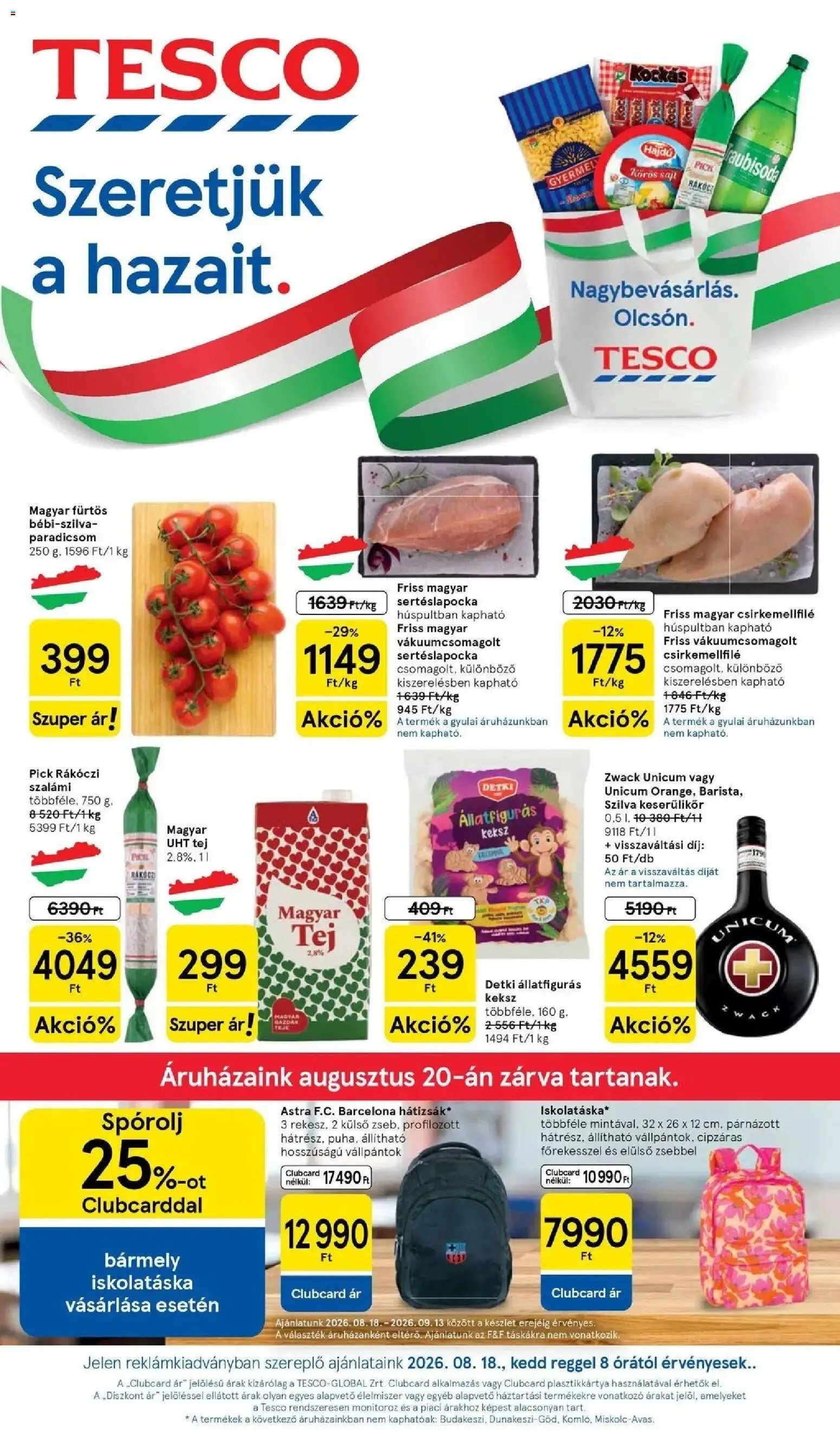 Tesco újság 2026.08.18. Tesco akciós újság