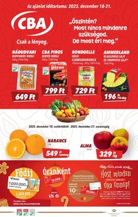 CBA újság 2025.12.18. Akciós újság CBA (2025-12-18 - 2025-12-31)