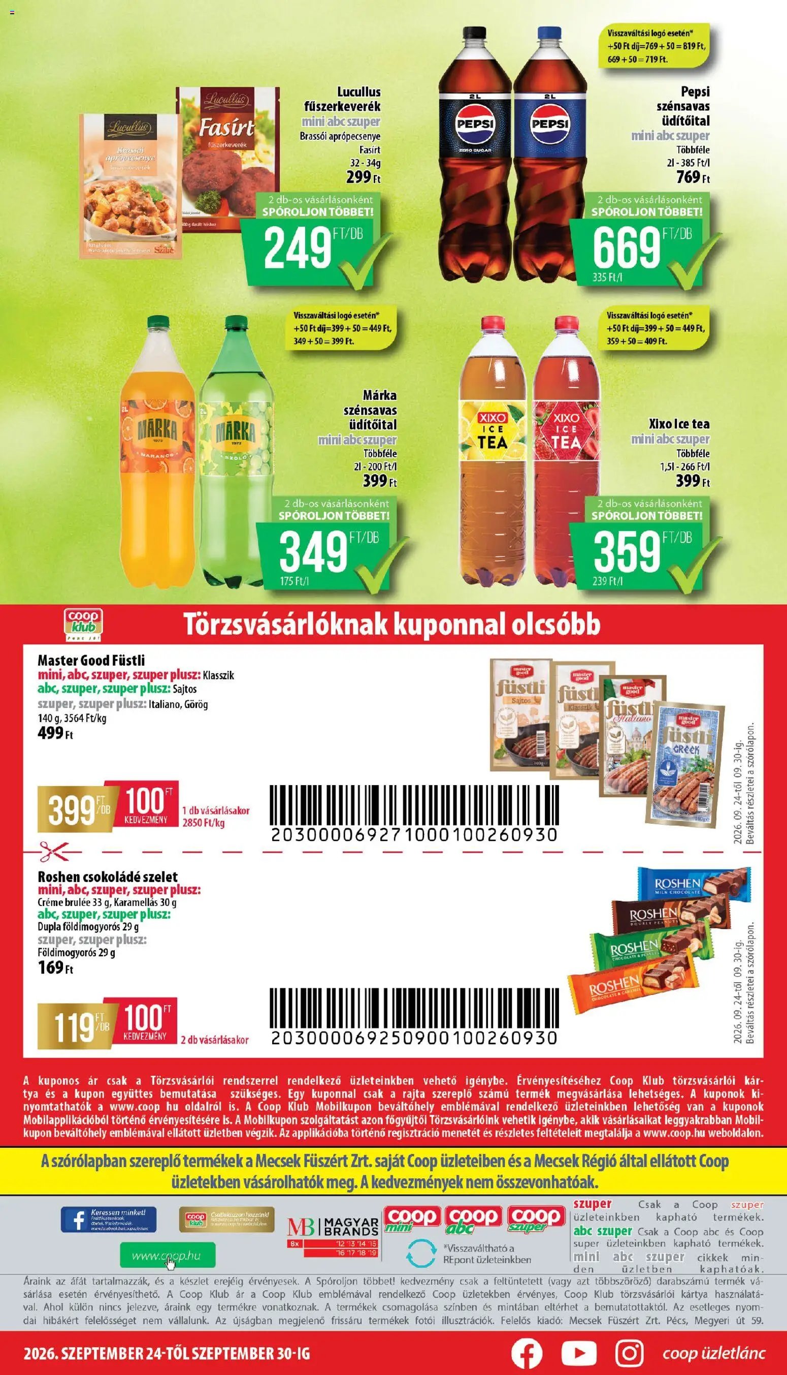 COOP újság 2026.09.24. COOP - Mini & Abc & Szuper / Mecsek
