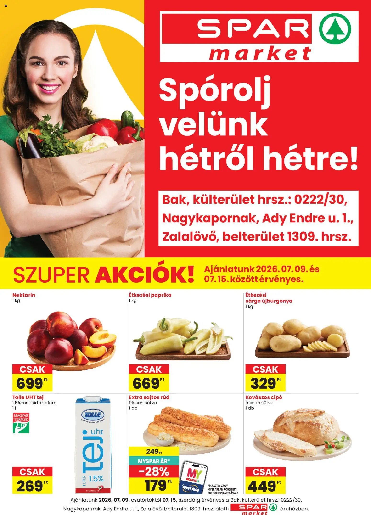Spar Market újság 2026.07.09. Spar Market Bak, Nagykapornak, Zalalövő szórólap