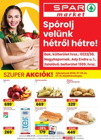 Spar Market újság 2026.07.09. Spar Market Bak, Nagykapornak, Zalalövő szórólap