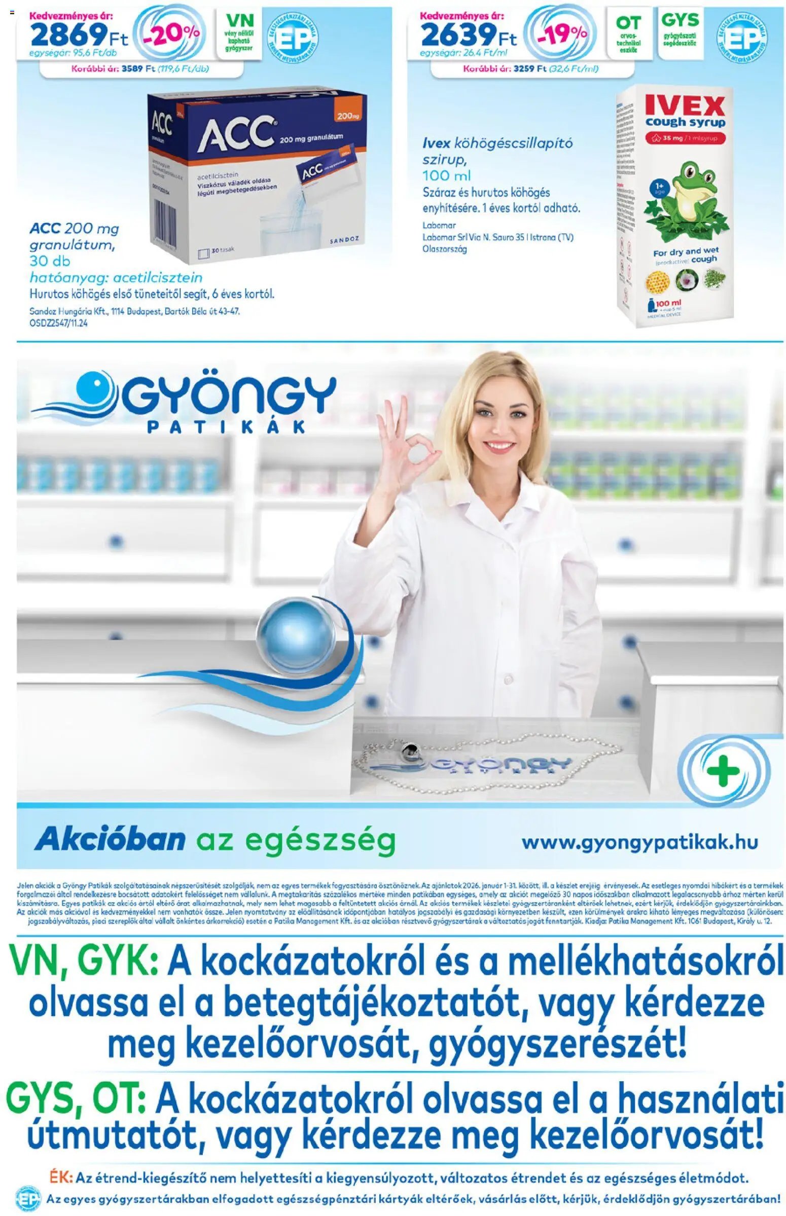 Gyöngy Patikák újság 2026.01.01. Akciós újság Gyöngy Patikák (2026-01-01 - 2026-01-31)