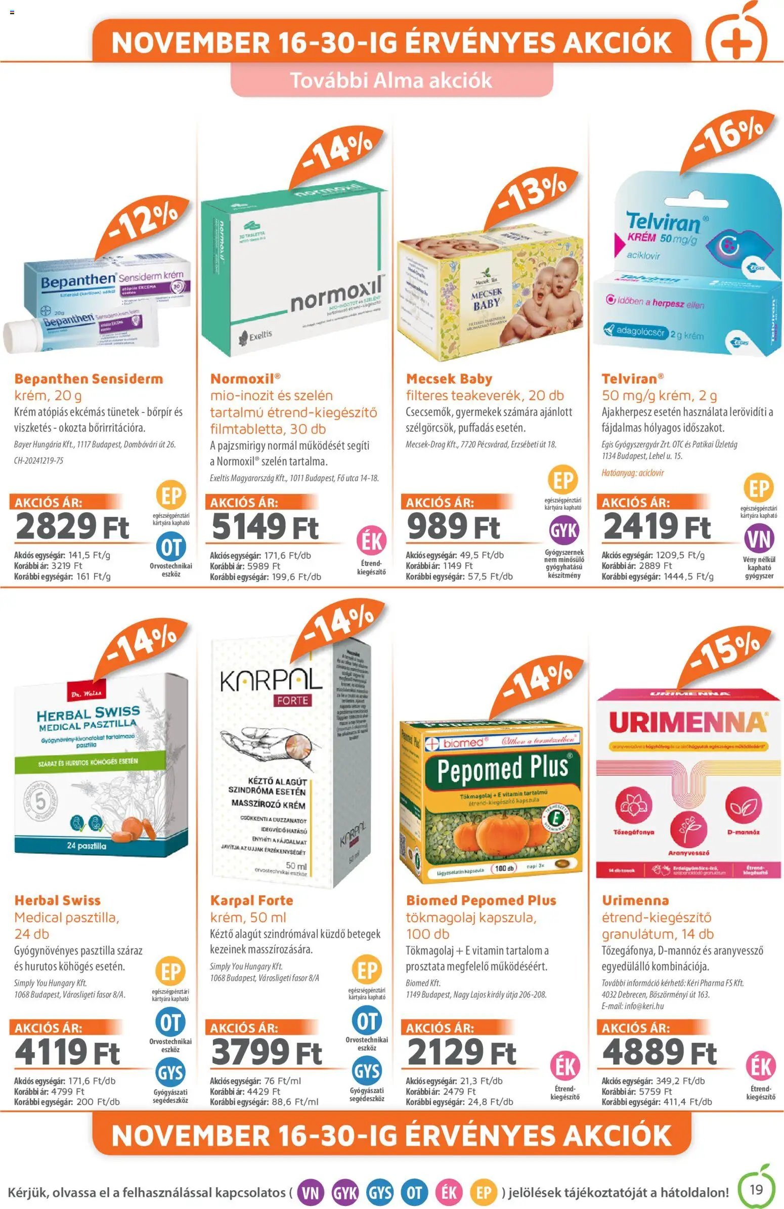 Alma Gyógyszertárak újság 2025.12.01. Akciós újság Alma Gyógyszertárak (2025-12-01 - 2025-12-31)