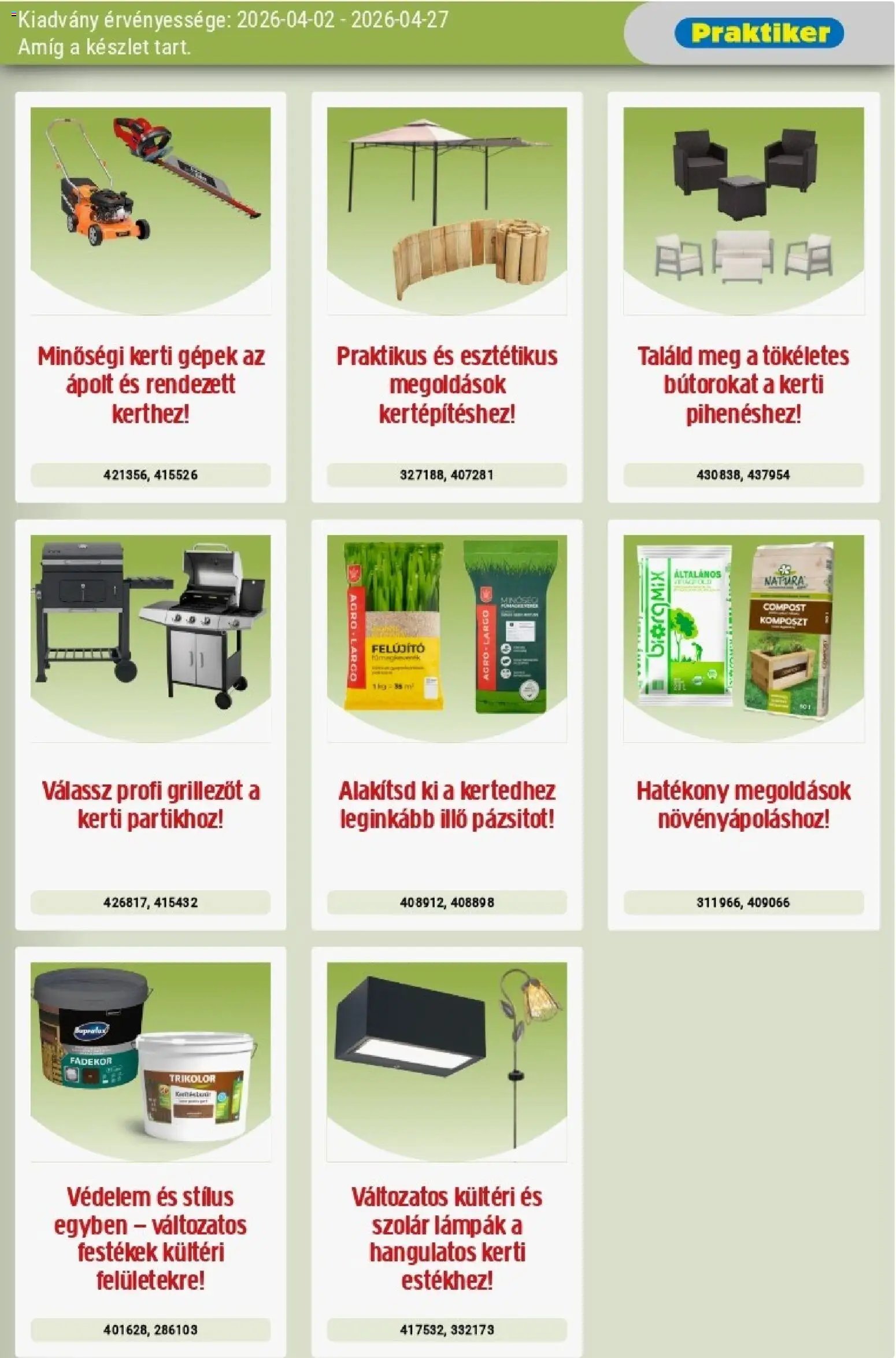 Praktiker újság 2026.04.02. Praktiker akciós újság (2026-04-02 - 2026-04-27)