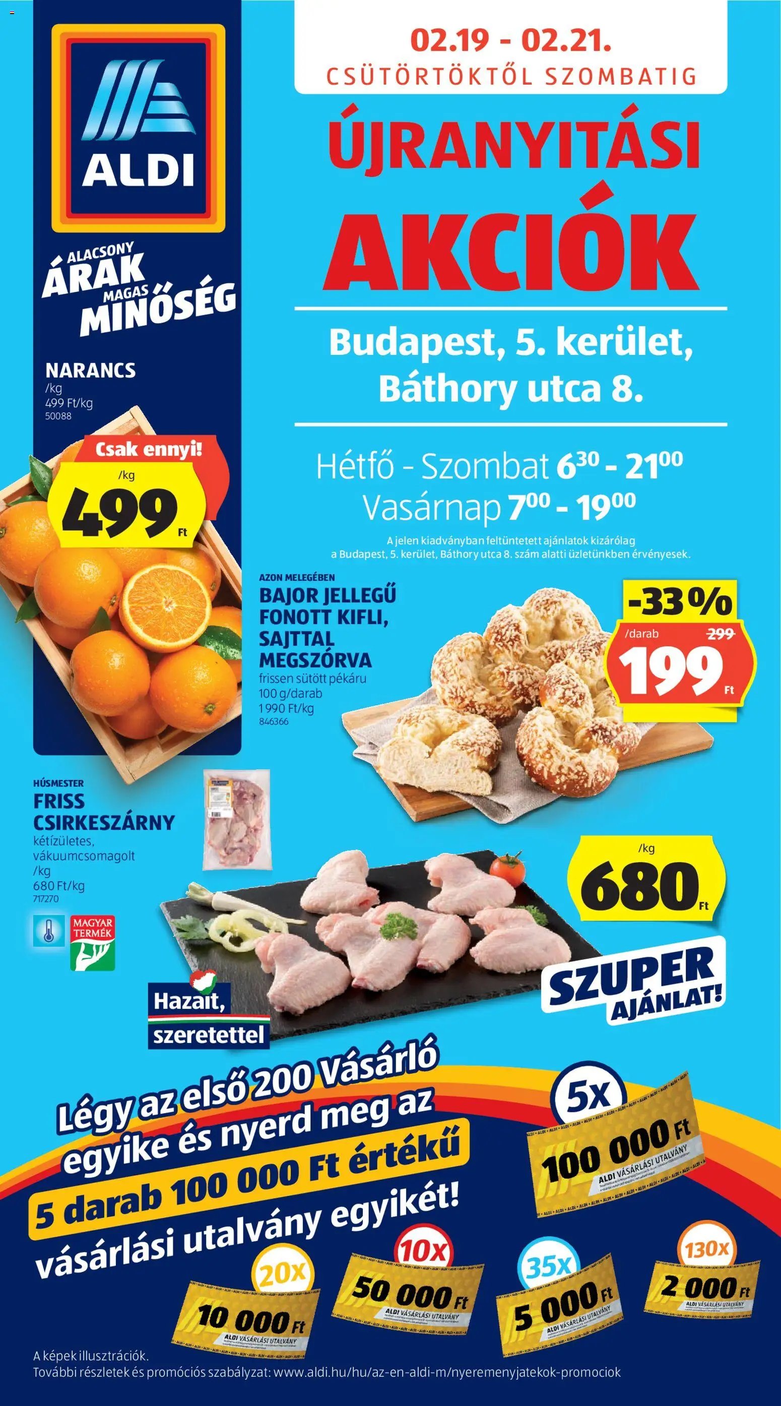 Aldi újság 2026.02.19. Újranyitás: Budapest (2026-02-19 - 2026-02-21)