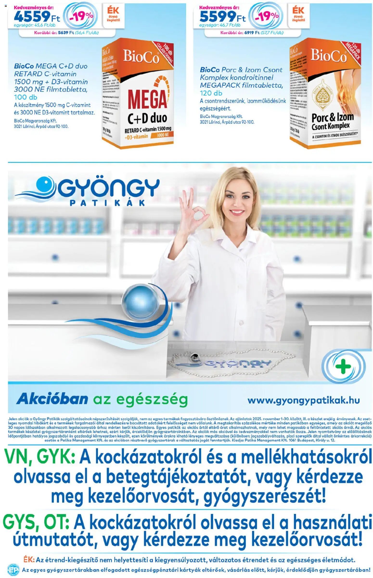 Gyöngy Patikák újság 2025.11.01. Akciós újság Gyöngy Patikák (2025-11-01 - 2025-11-30)
