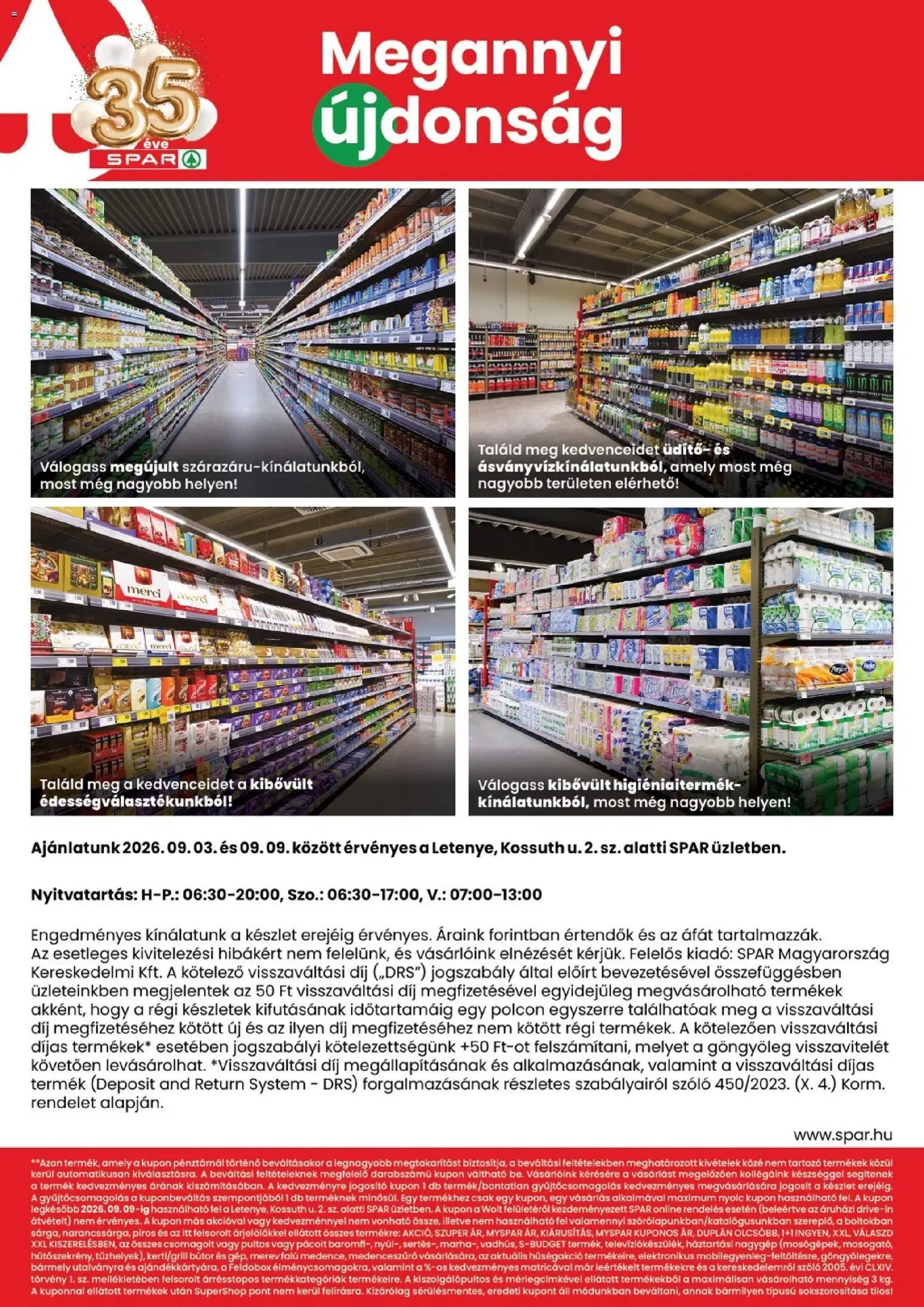 Spar újság 2026.09.03. Spar Letenye üzlet megújulás