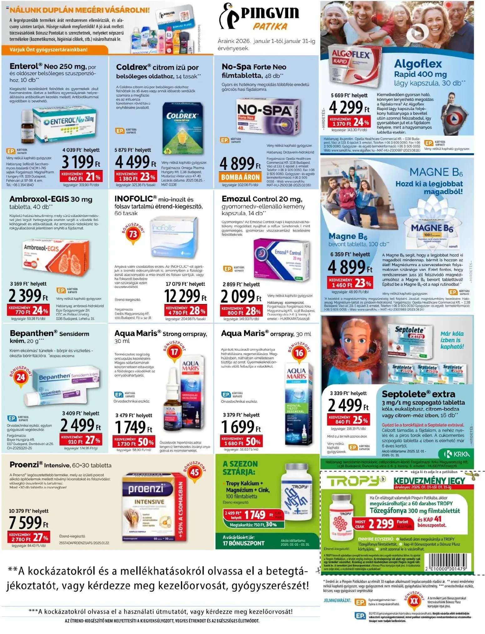 Pingvin Patika újság 2026.01.01. Akciós újság Pingvin Patika (2026-01-01 - 2026-01-31)
