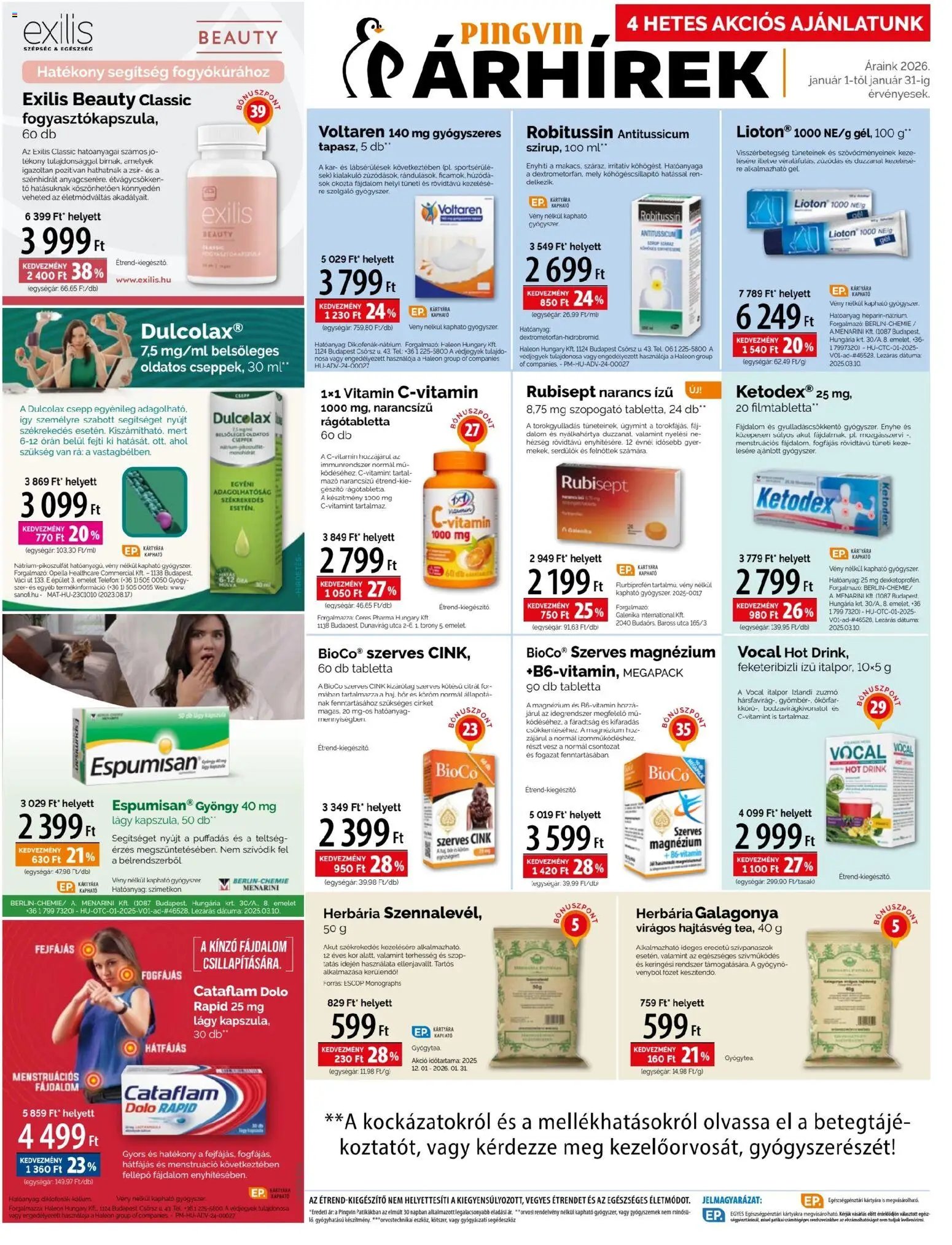 Pingvin Patika újság 2026.01.01. Akciós újság Pingvin Patika (2026-01-01 - 2026-01-31)