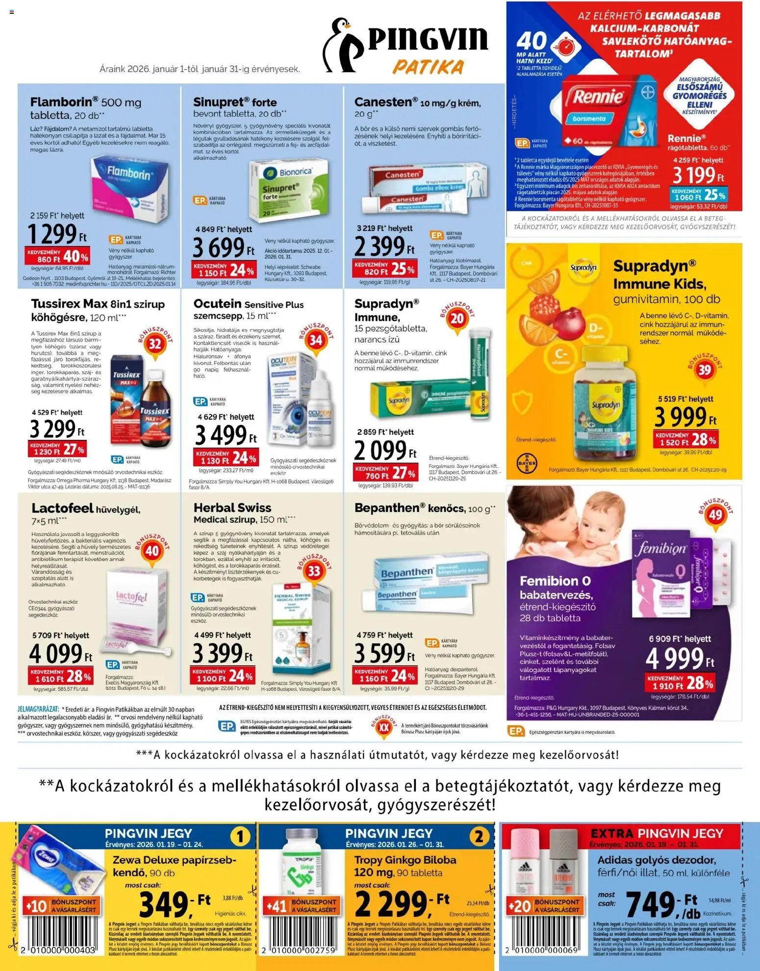 Pingvin Patika újság 2026.01.01. Akciós újság Pingvin Patika (2026-01-01 - 2026-01-31)