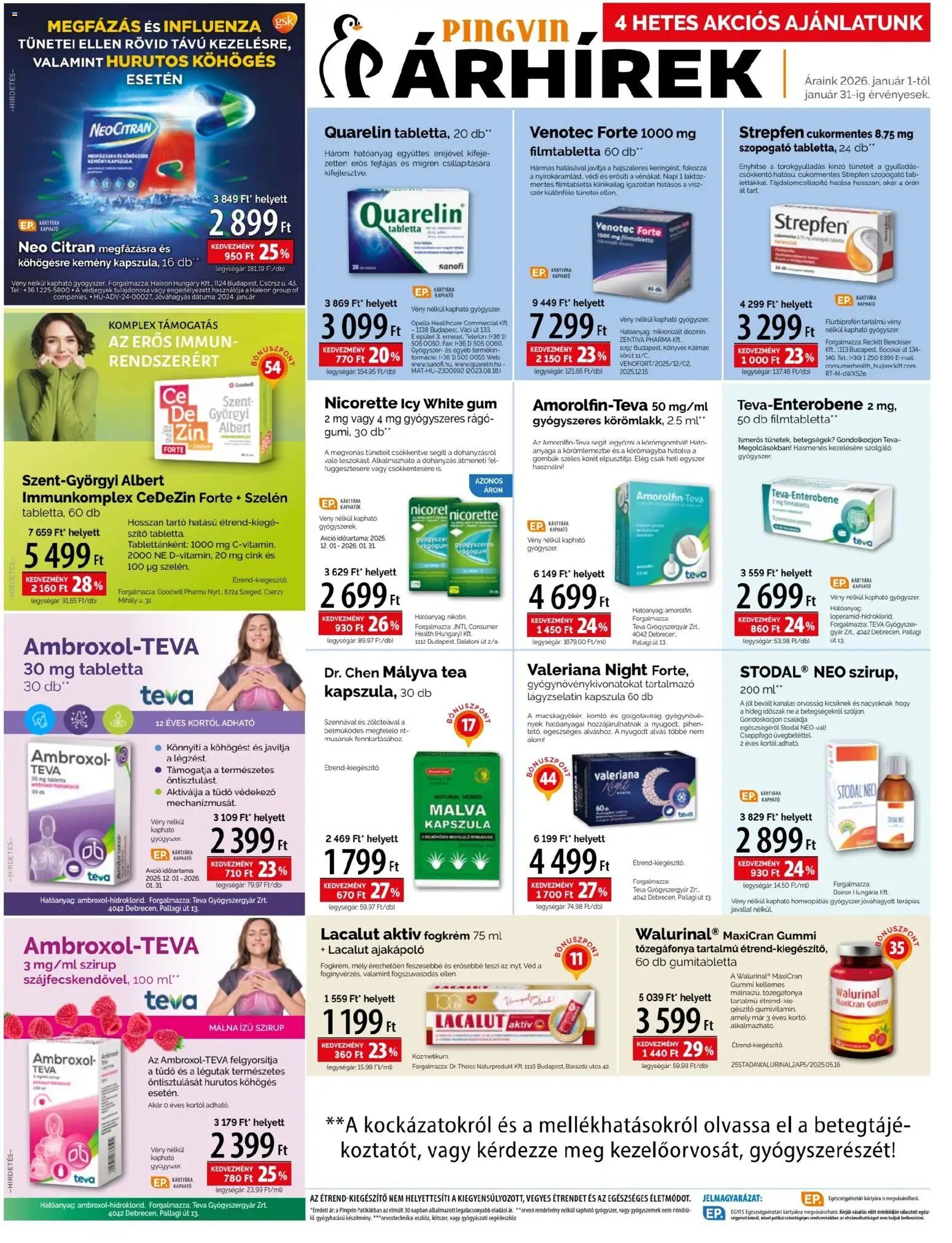 Pingvin Patika újság 2026.01.01. Akciós újság Pingvin Patika (2026-01-01 - 2026-01-31)