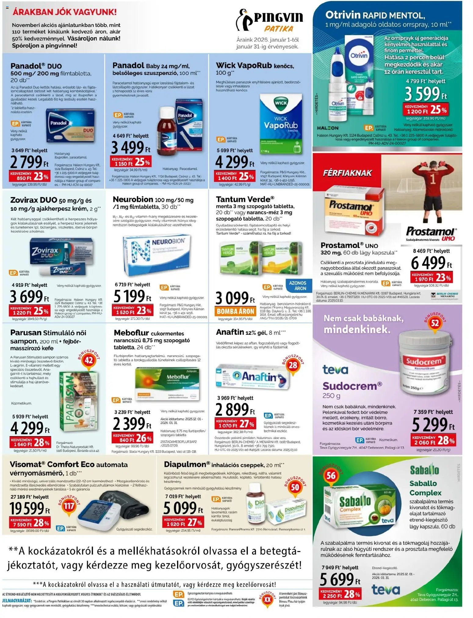 Pingvin Patika újság 2026.01.01. Akciós újság Pingvin Patika (2026-01-01 - 2026-01-31)