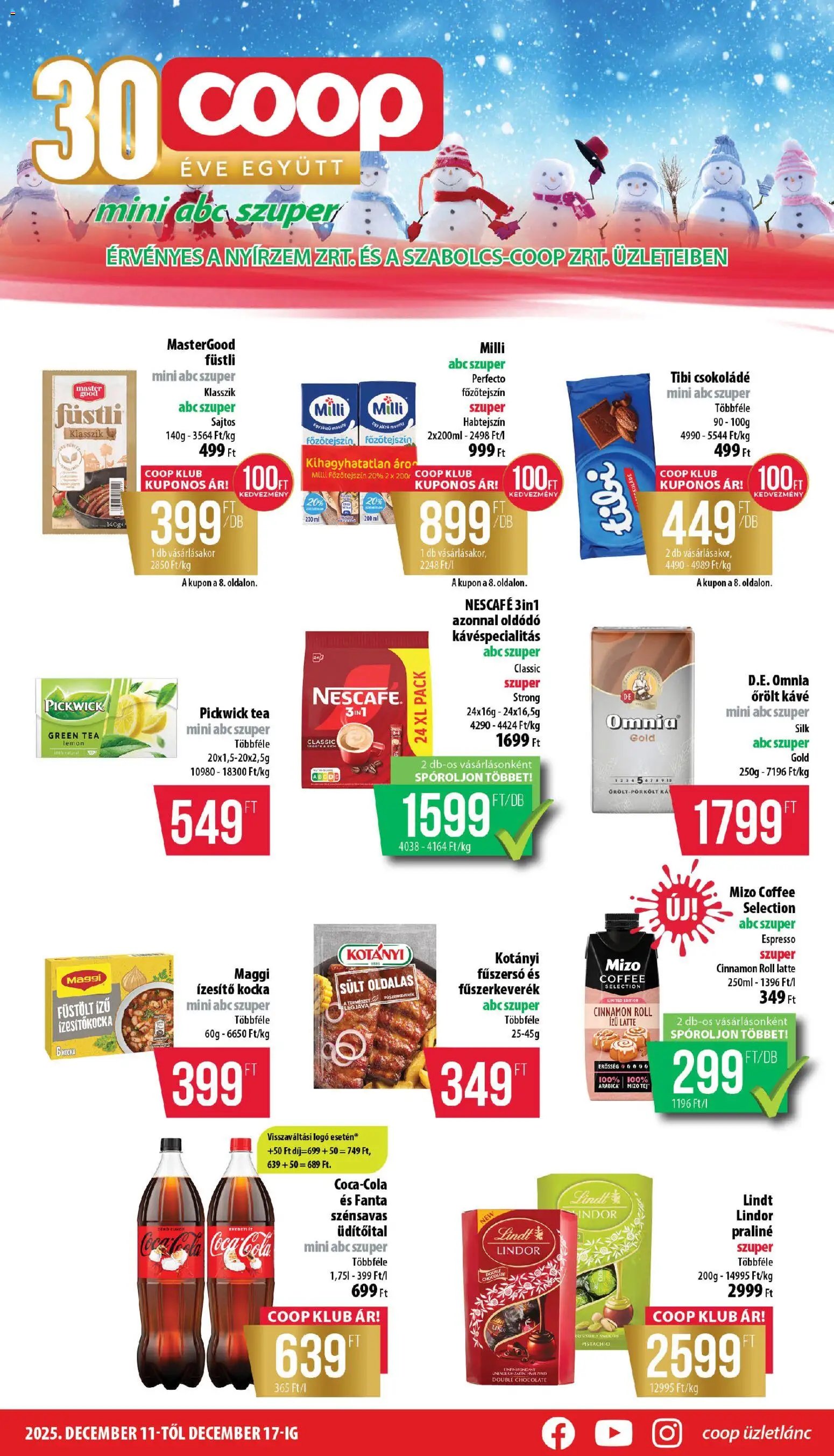 COOP újság 2025.12.11. Nyírzem - Mini & Abc & Szuper (2025-12-11 - 2025-12-17)