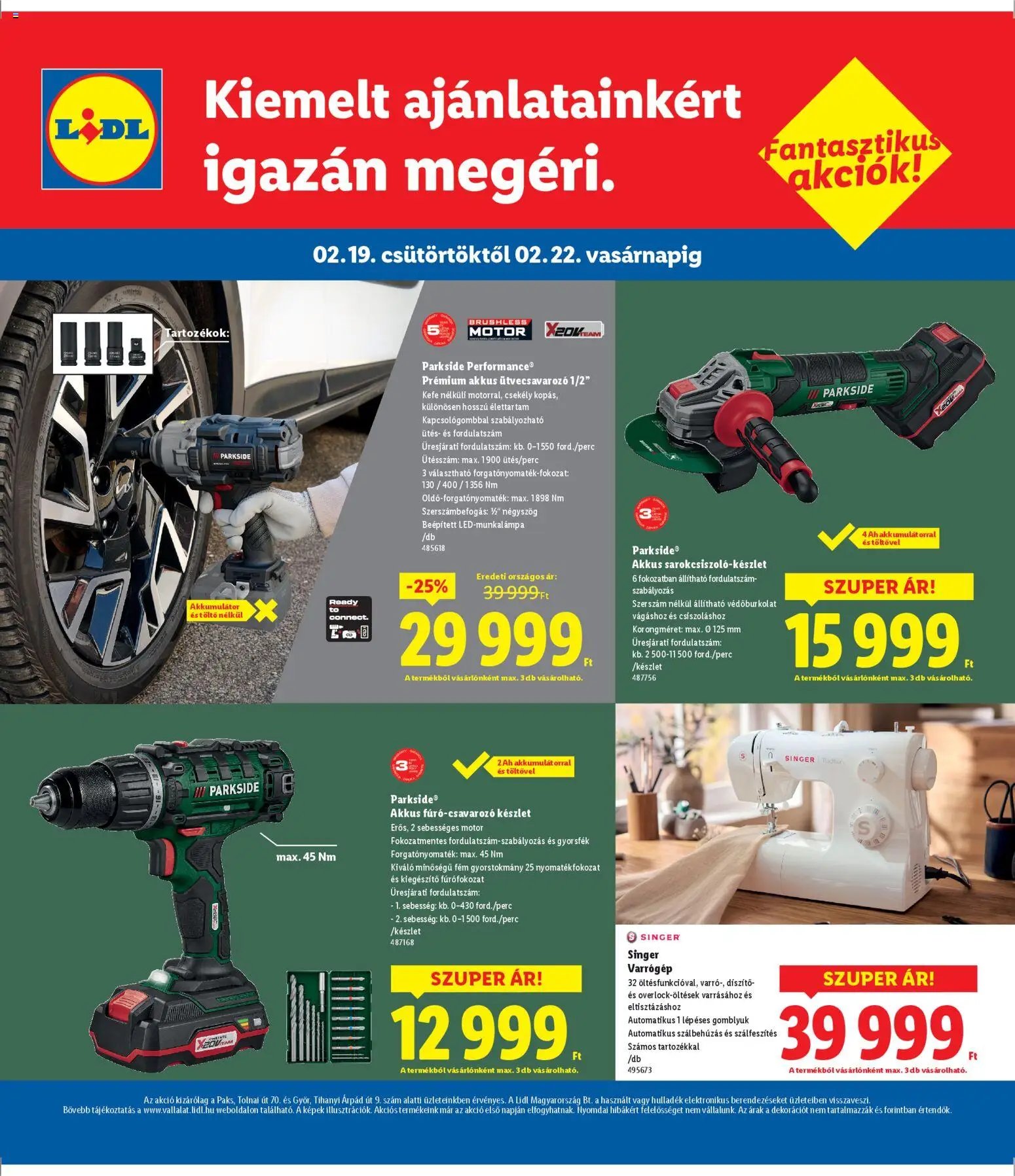 Lidl újság 2026.02.19. Paks, Győr (2026-02-19 - 2026-02-22)