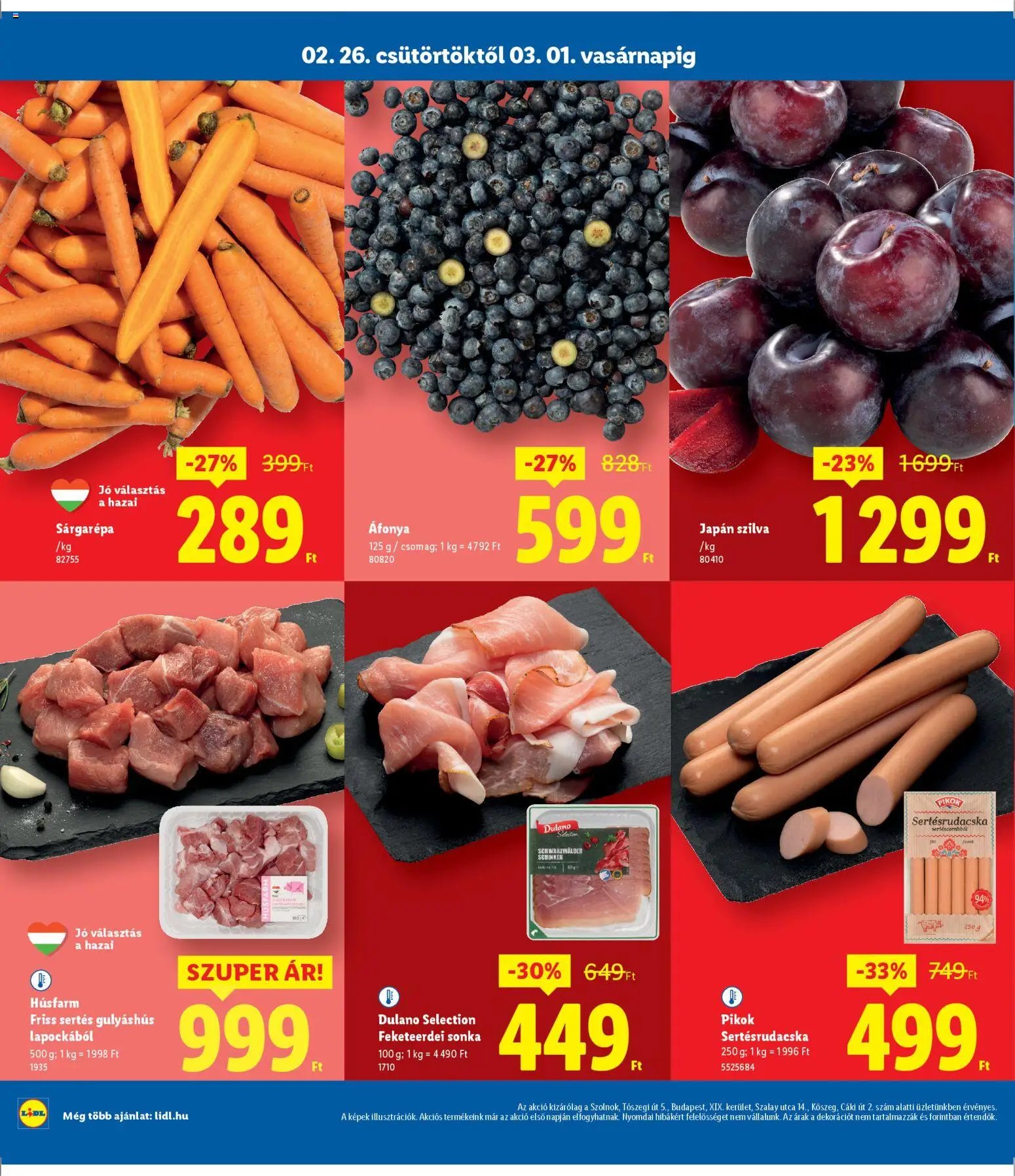 Lidl újság 2026.02.26. Szolnok, Budapest, Kőszeg (2026-02-26 - 2026-03-01)