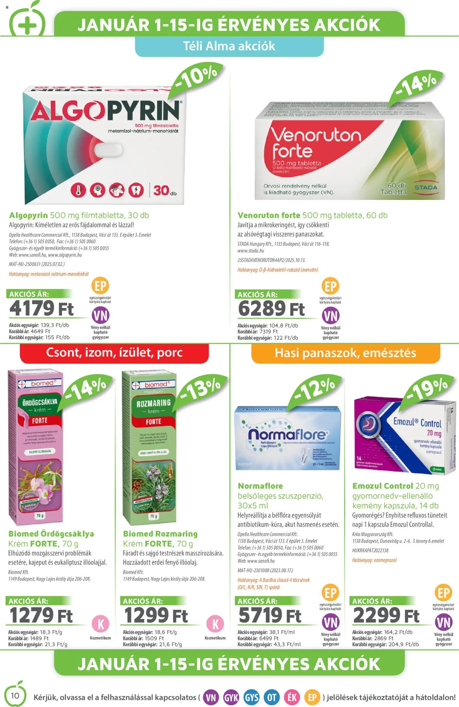 Alma Gyógyszertárak újság 2026.01.01. Akciós újság Alma Gyógyszertárak (2026-01-01 - 2026-01-31)