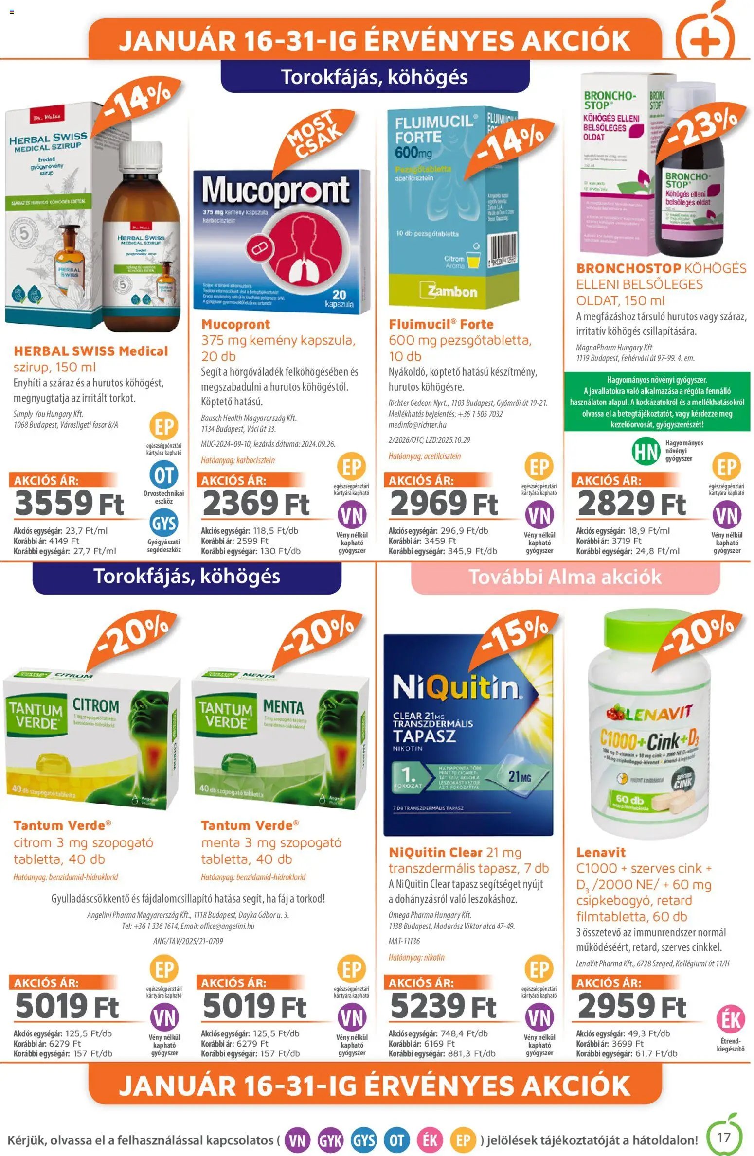 Alma Gyógyszertárak újság 2026.01.01. Akciós újság Alma Gyógyszertárak (2026-01-01 - 2026-01-31)