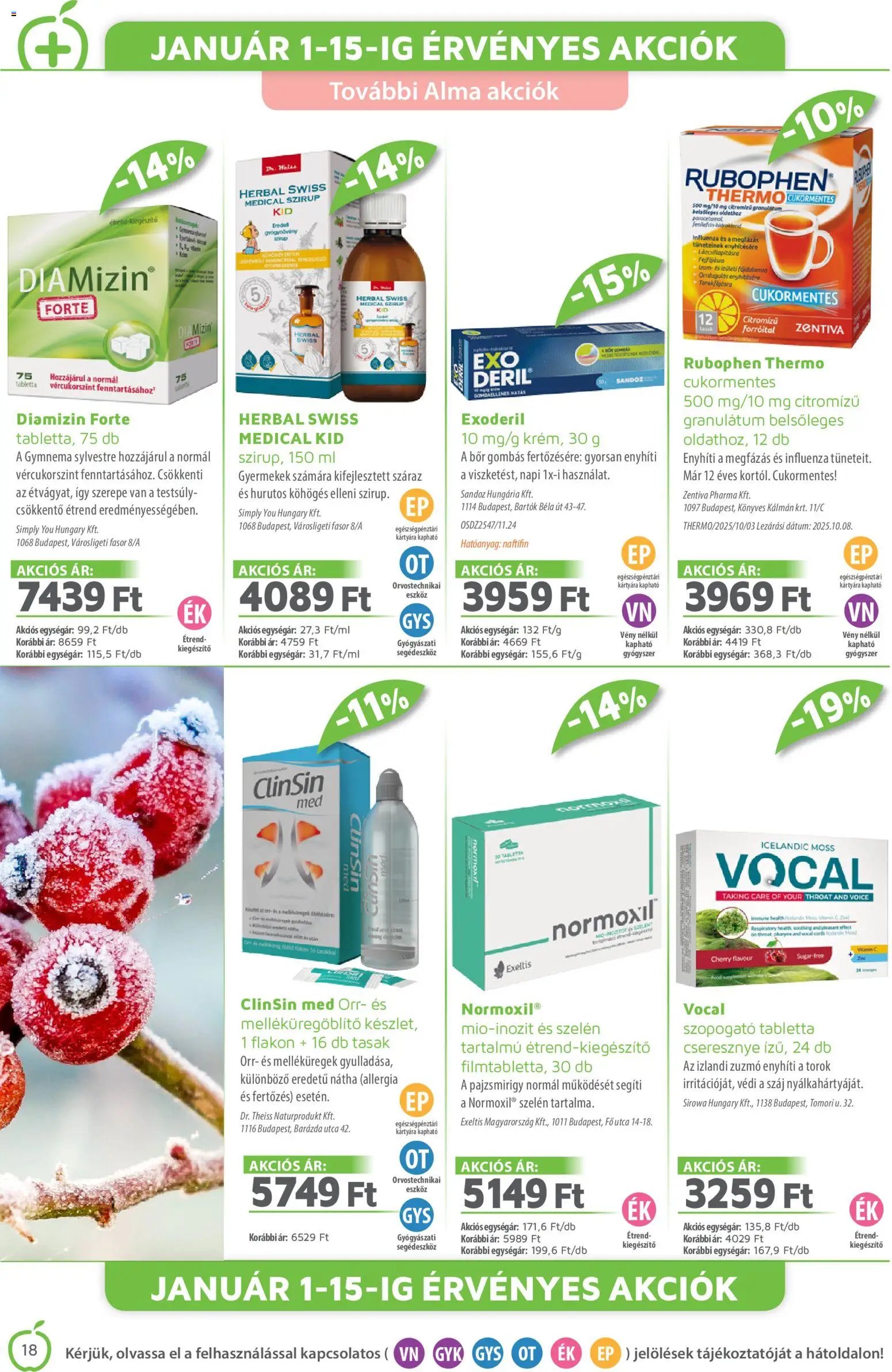 Alma Gyógyszertárak újság 2026.01.01. Akciós újság Alma Gyógyszertárak (2026-01-01 - 2026-01-31)
