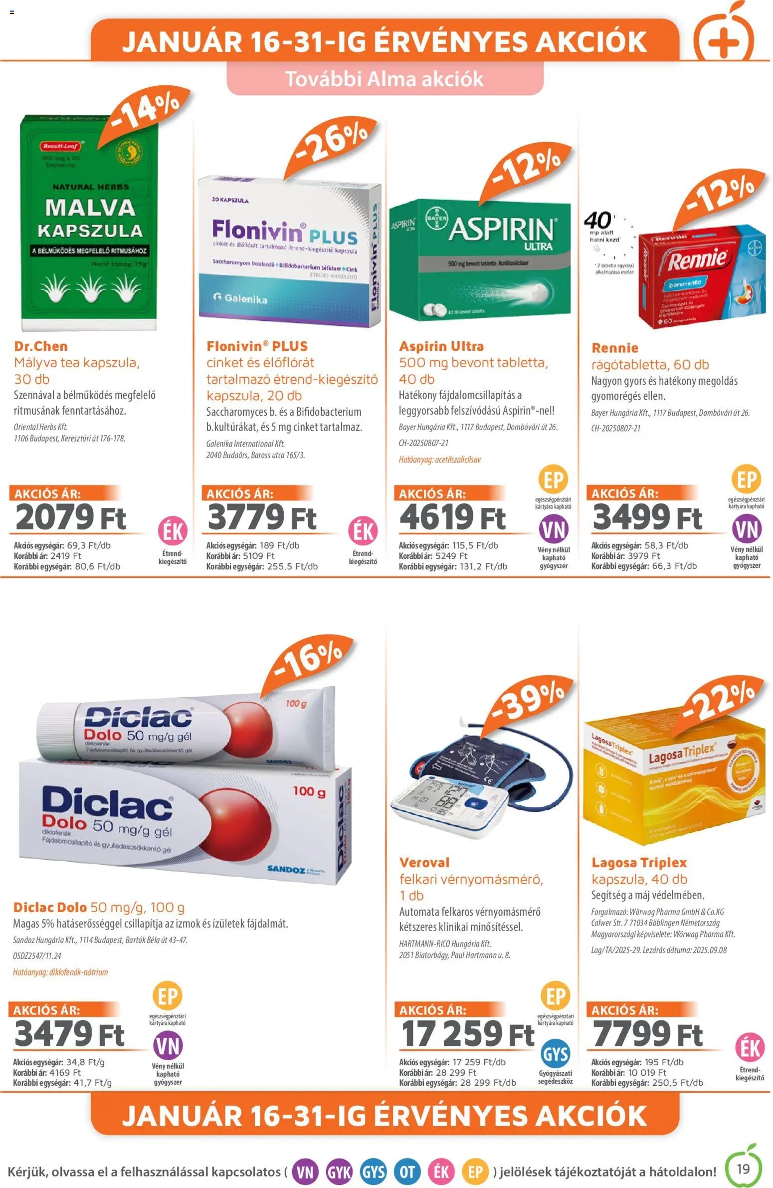 Alma Gyógyszertárak újság 2026.01.01. Akciós újság Alma Gyógyszertárak (2026-01-01 - 2026-01-31)