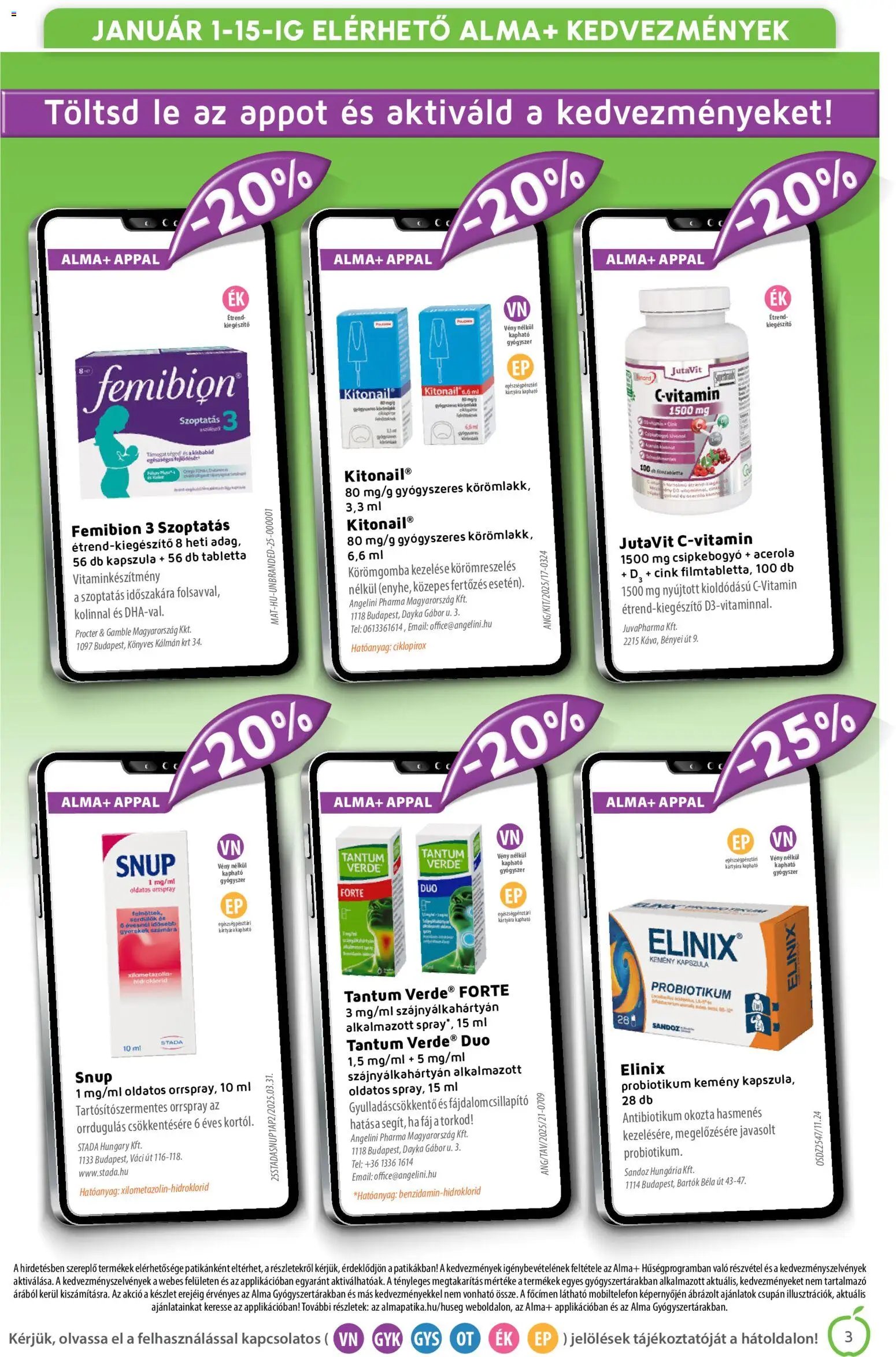 Alma Gyógyszertárak újság 2026.01.01. Akciós újság Alma Gyógyszertárak (2026-01-01 - 2026-01-31)